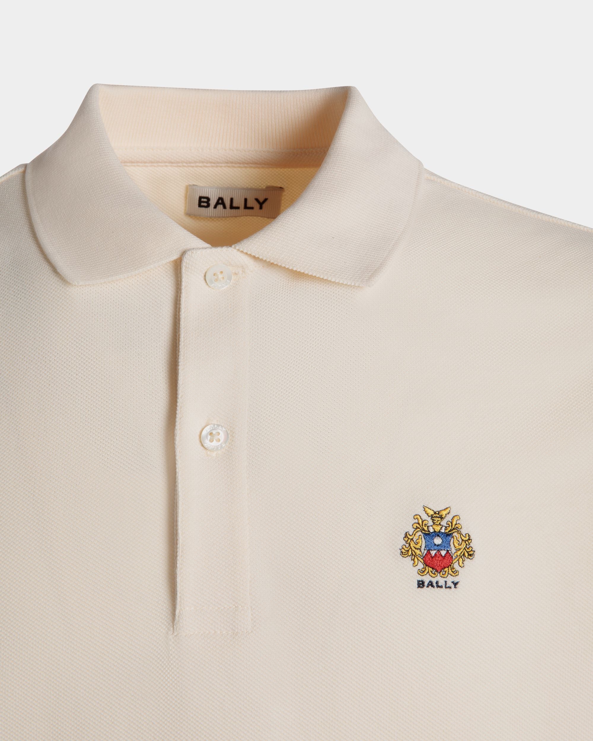 Polo With a Bally Crest Logo In White Cotton - Men's - Bally - 04
