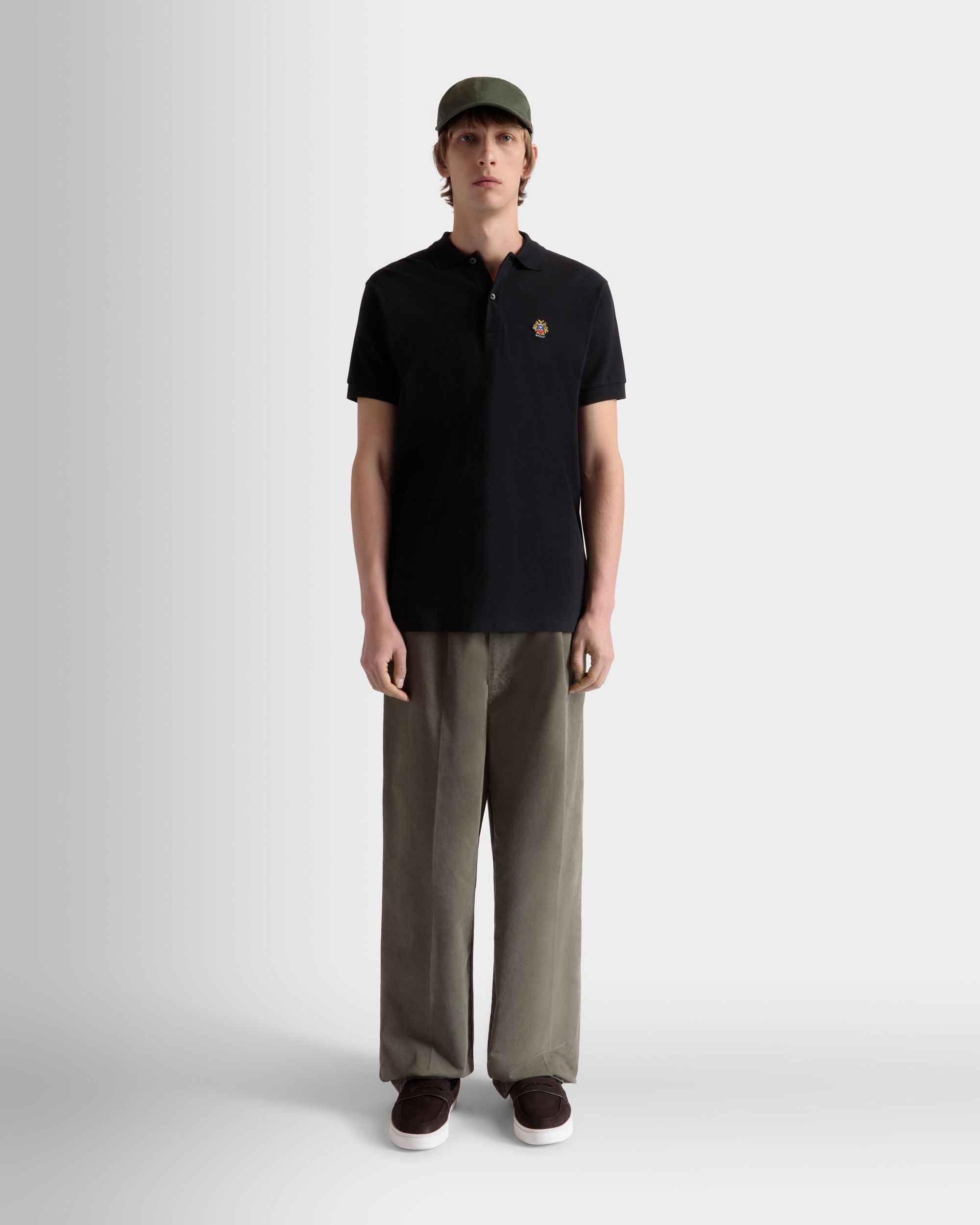 Polo With Bally Crest Logo In Black Cotton - Men's - Bally - 02