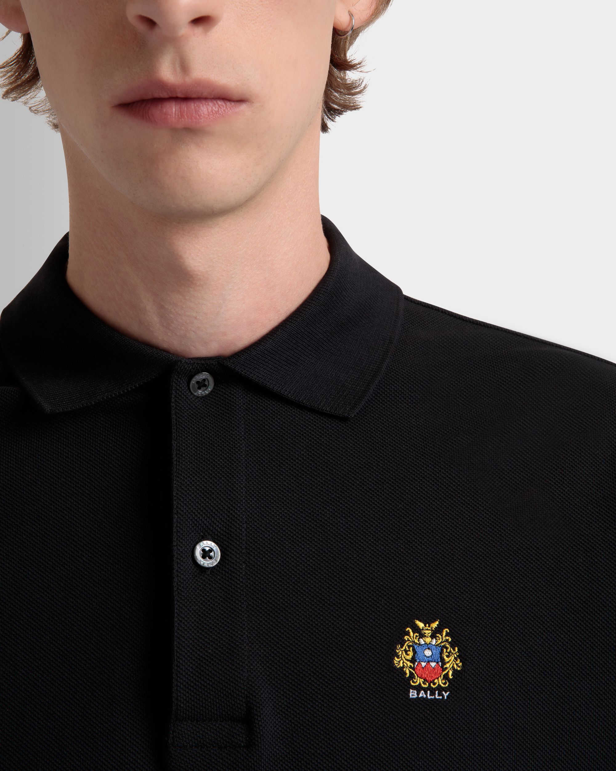 Polo With Bally Crest Logo In Black Cotton - Men's - Bally - 03