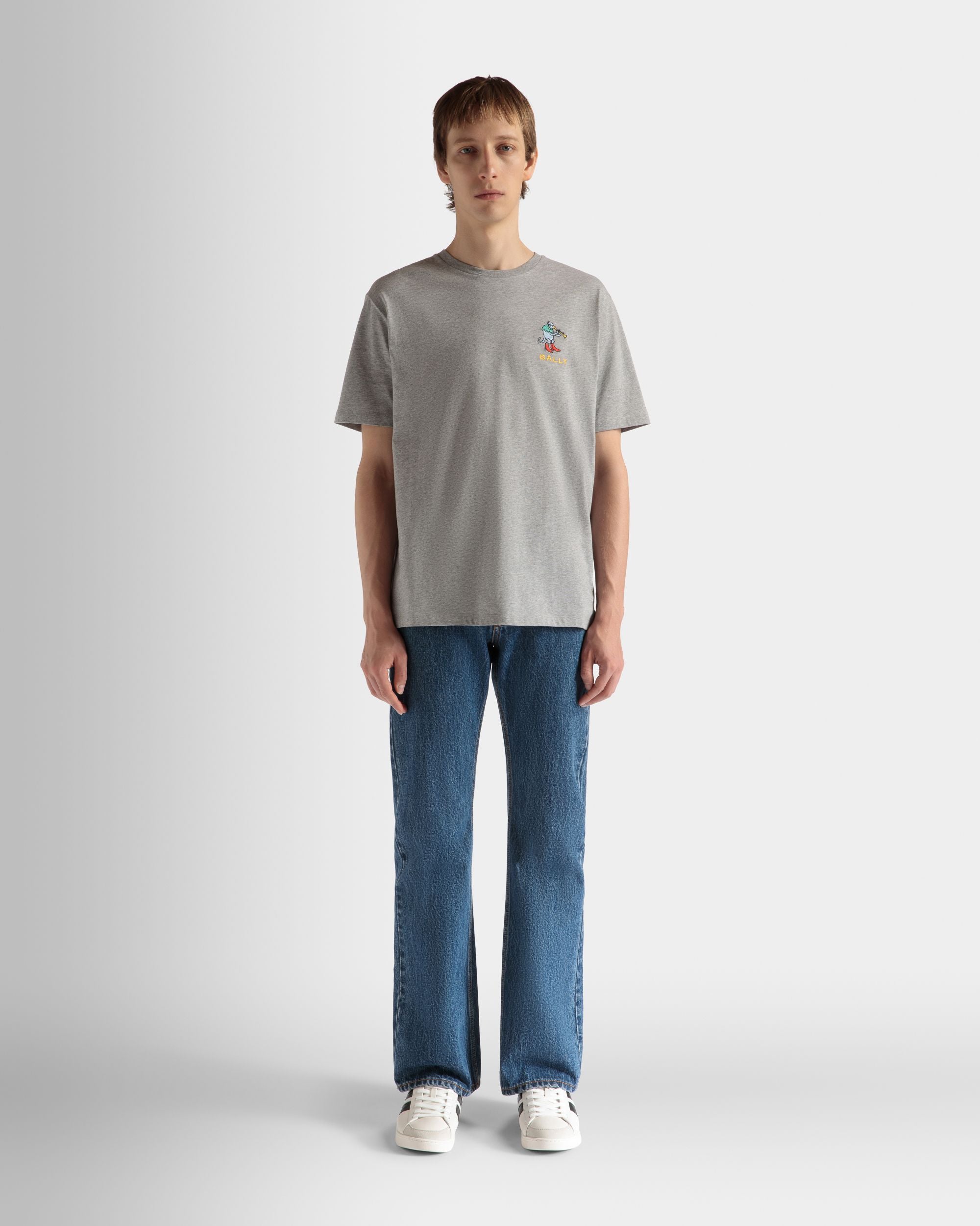 T-Shirt in Grey Melange Cotton - Men's - Bally - 02