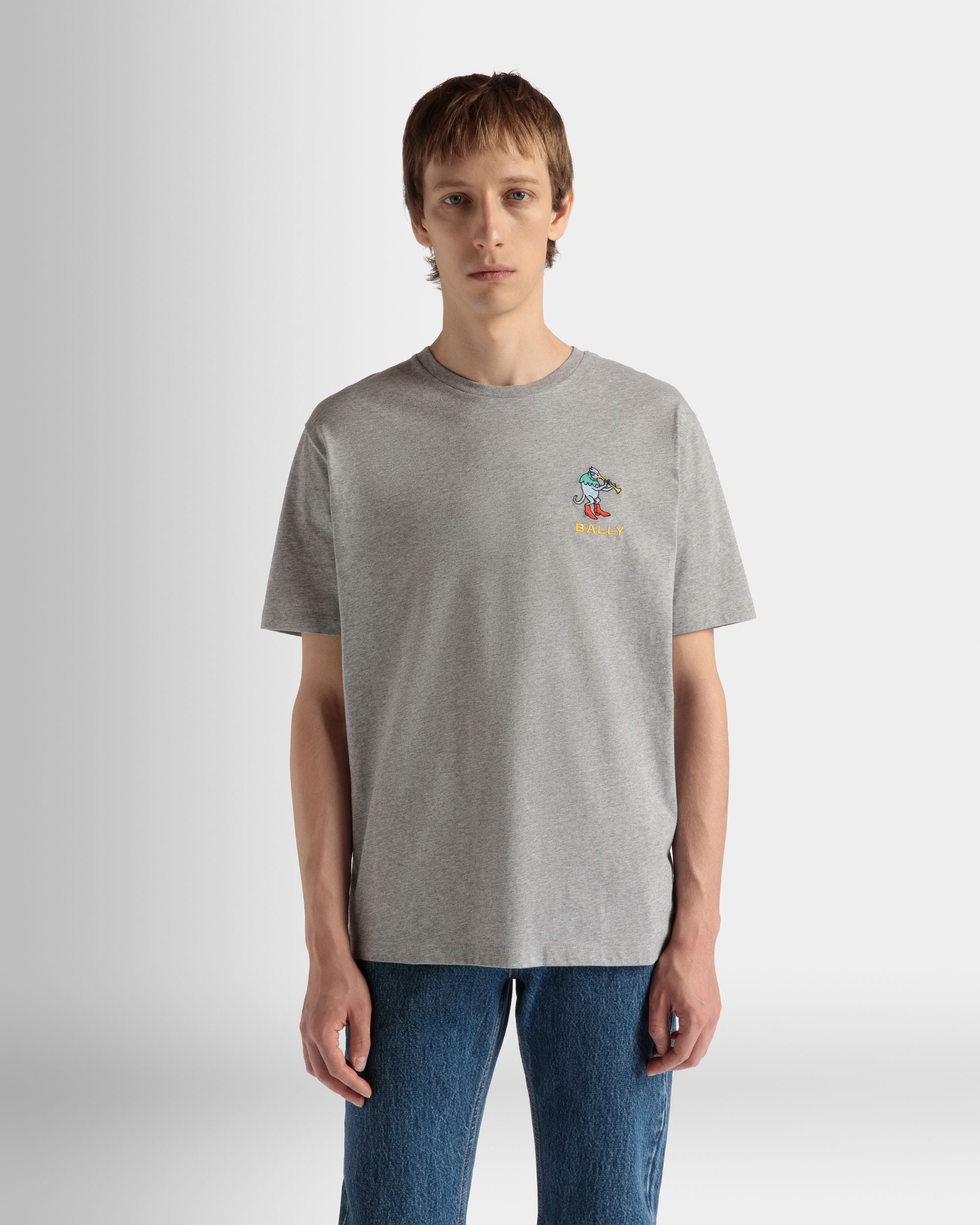 T-Shirt in Grey Melange Cotton - Men's - Bally - 03