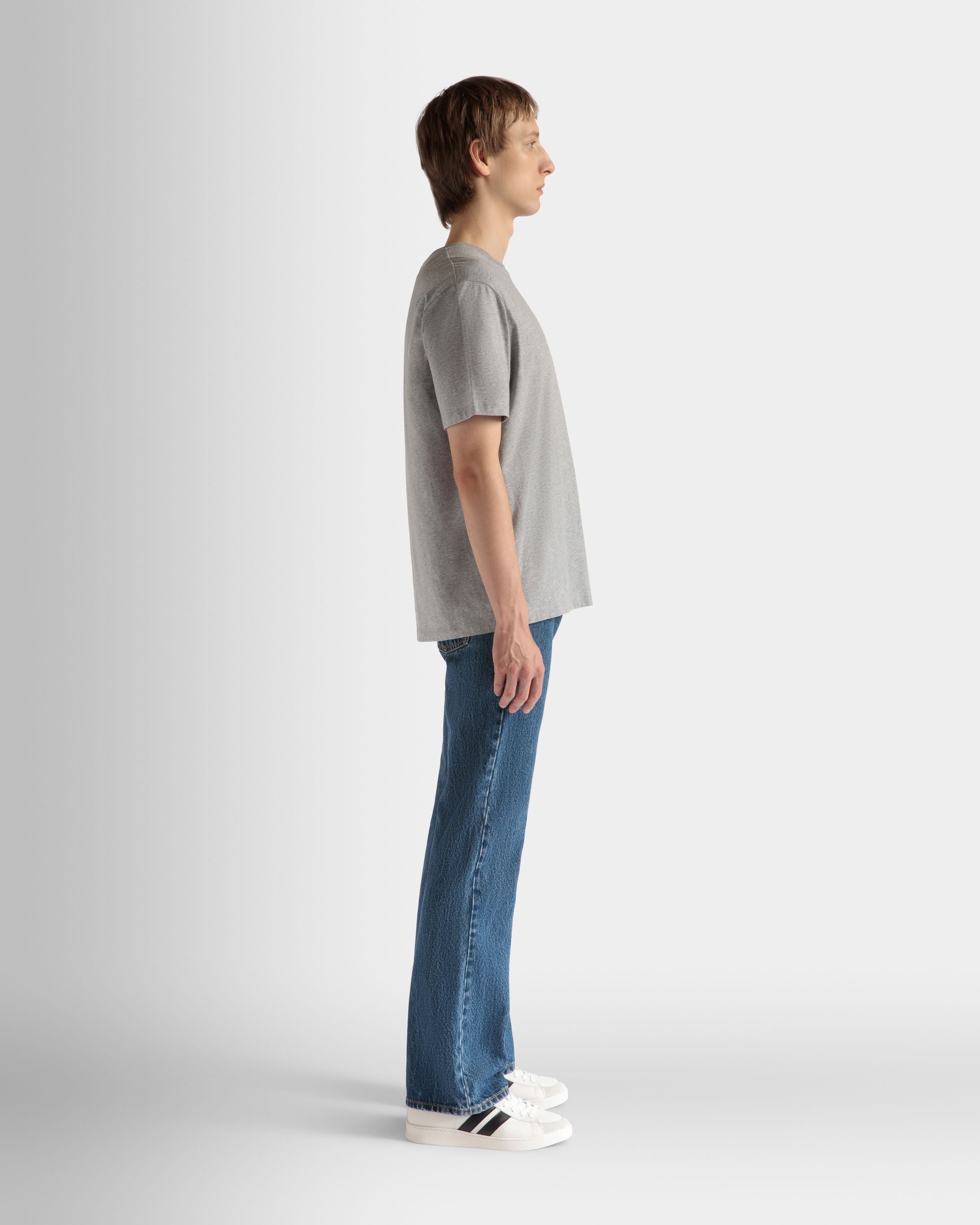 T-Shirt in Grey Melange Cotton - Men's - Bally - 05