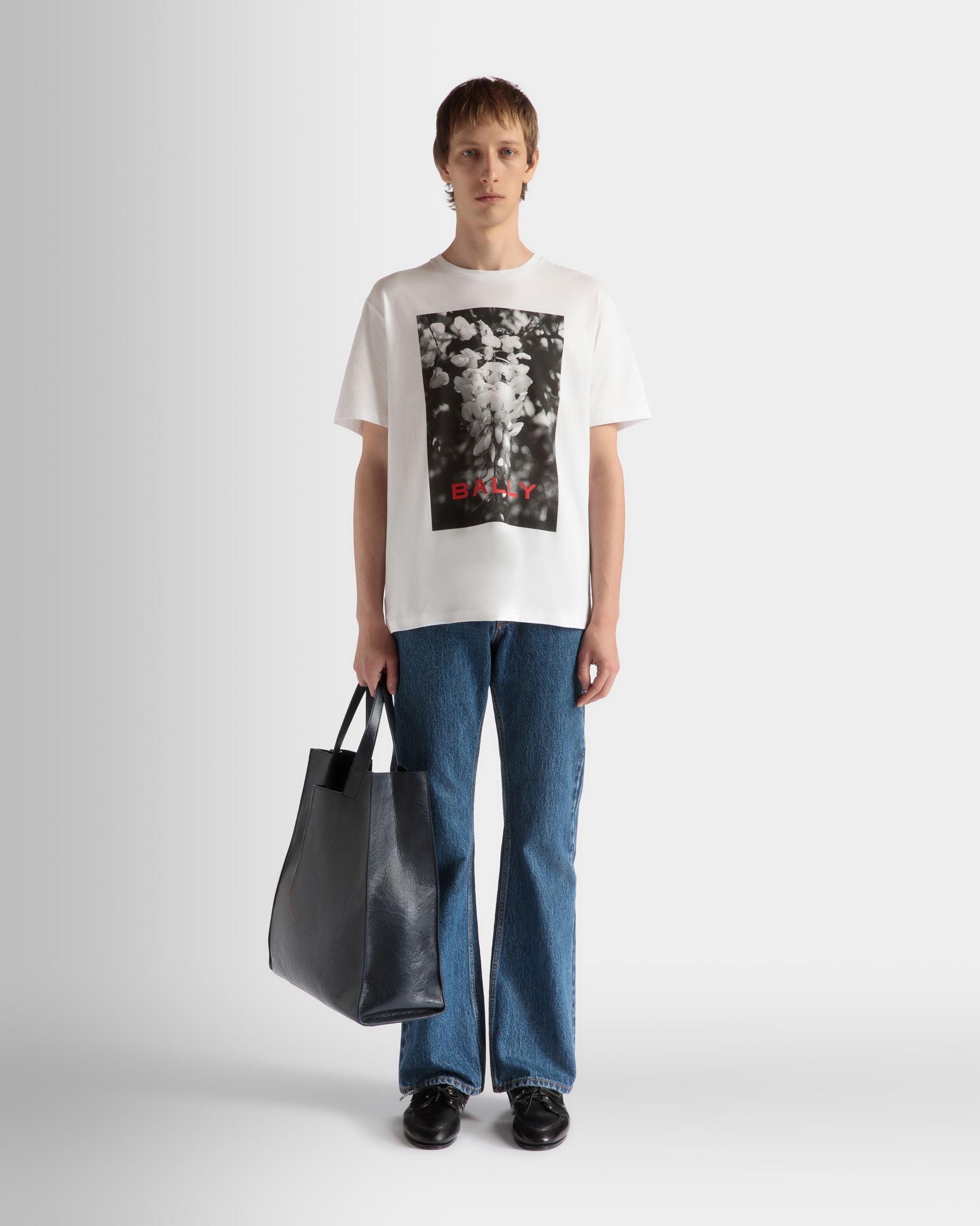 Printed T-Shirt in White Cotton - Men's - Bally - 02