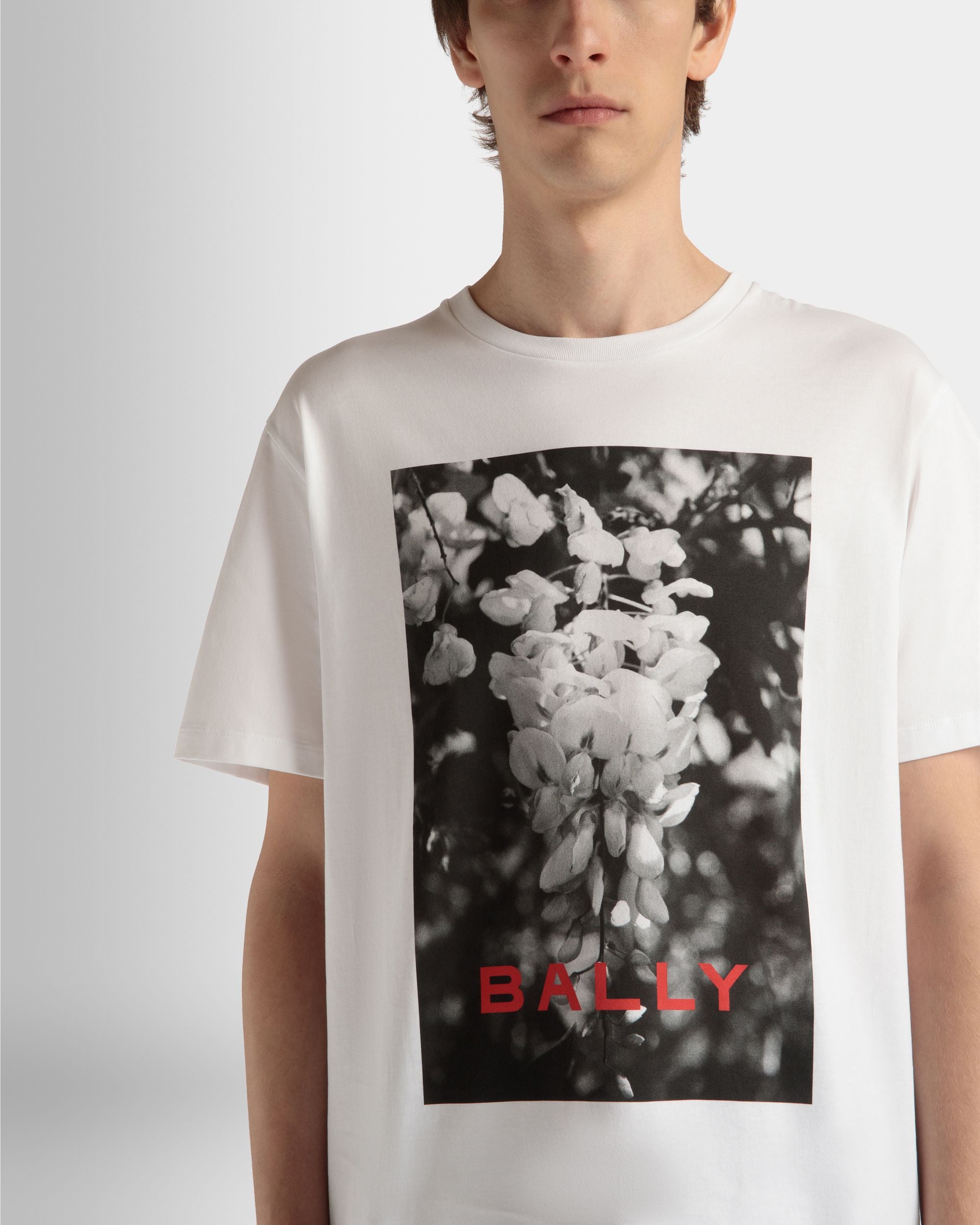Printed T-Shirt in White Cotton - Men's - Bally - 04