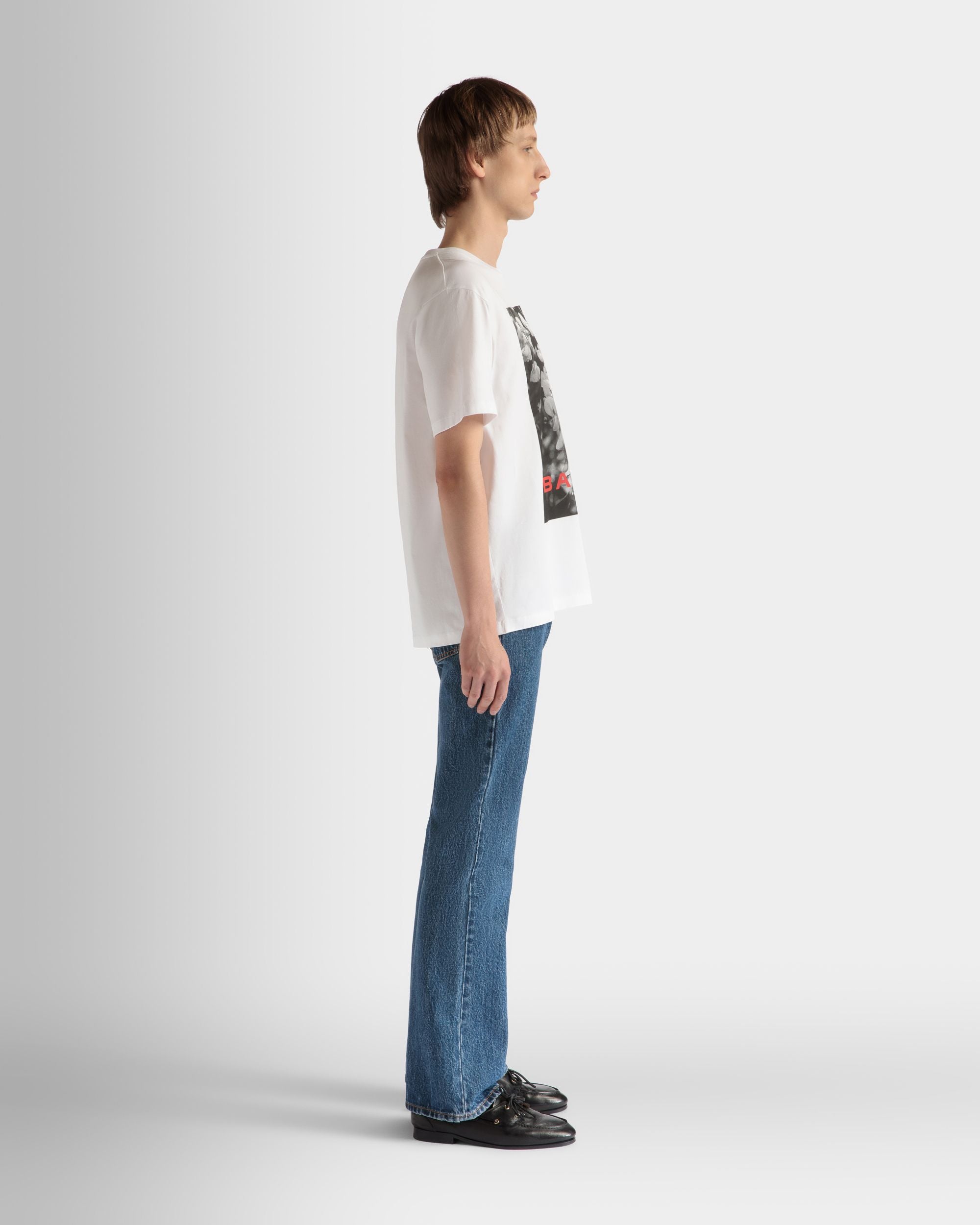 Printed T-Shirt in White Cotton - Men's - Bally - 05