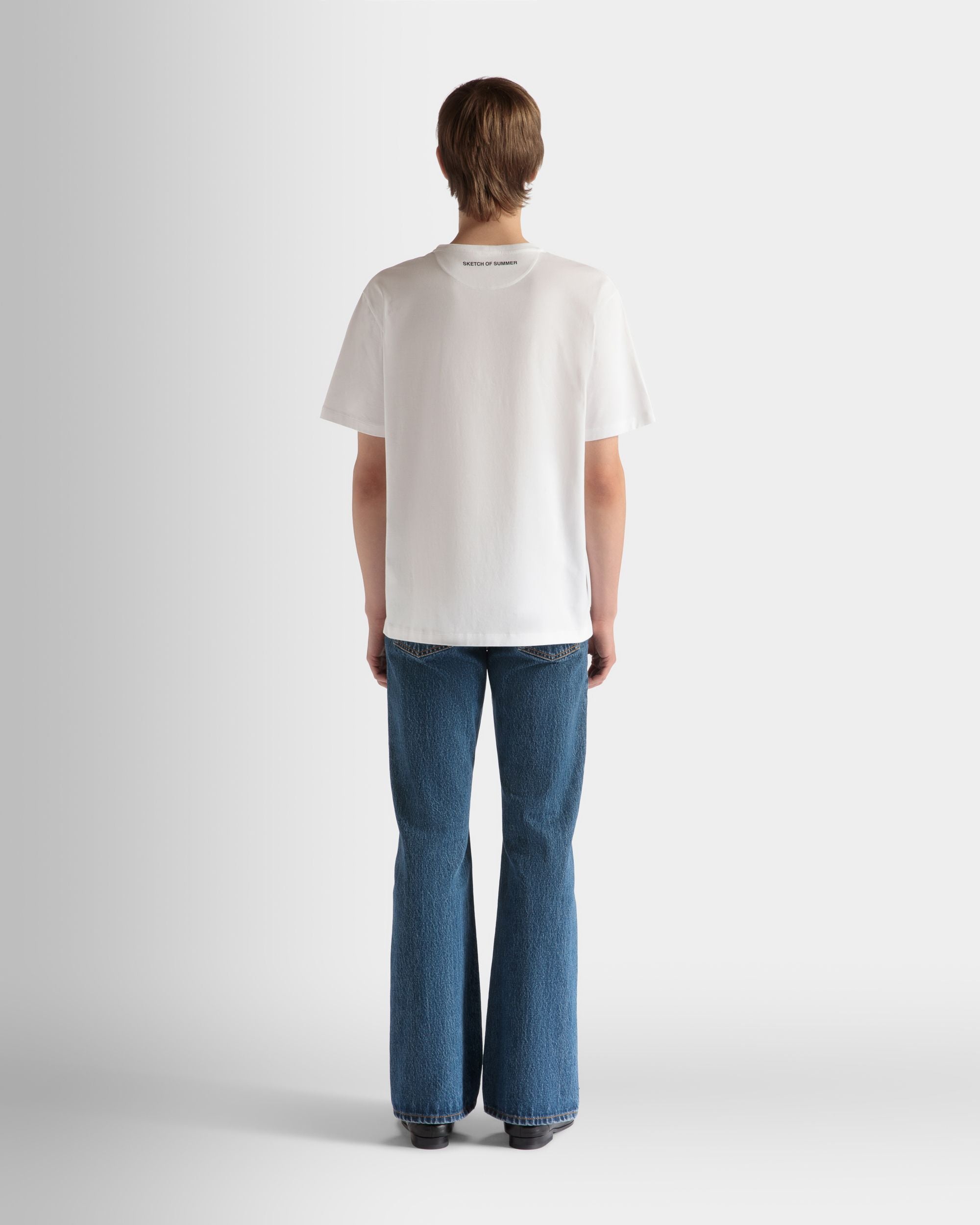 Printed T-Shirt in White Cotton - Men's - Bally - 06
