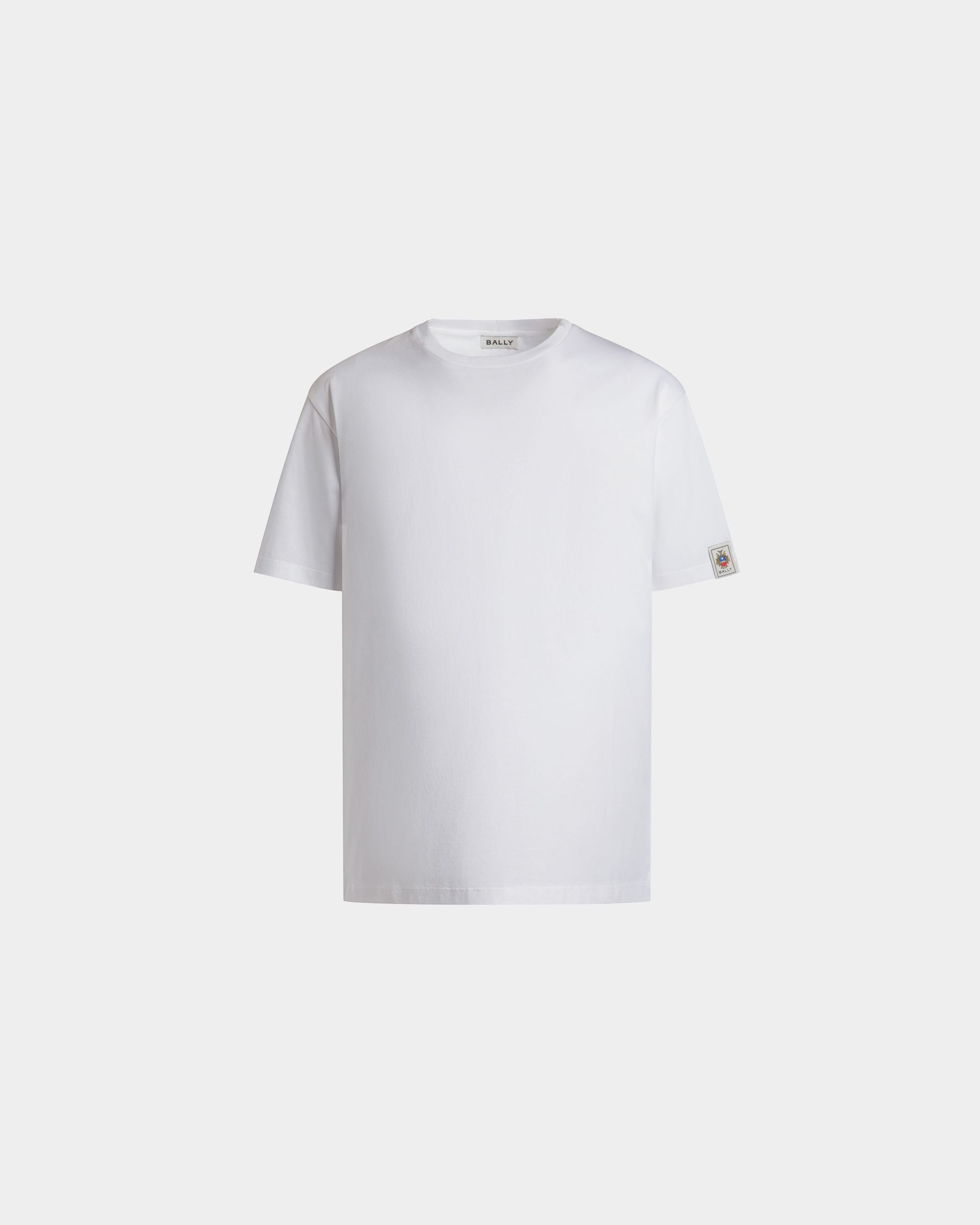T-Shirt With a Bally Crest in White Cotton - Men's - Bally - 01