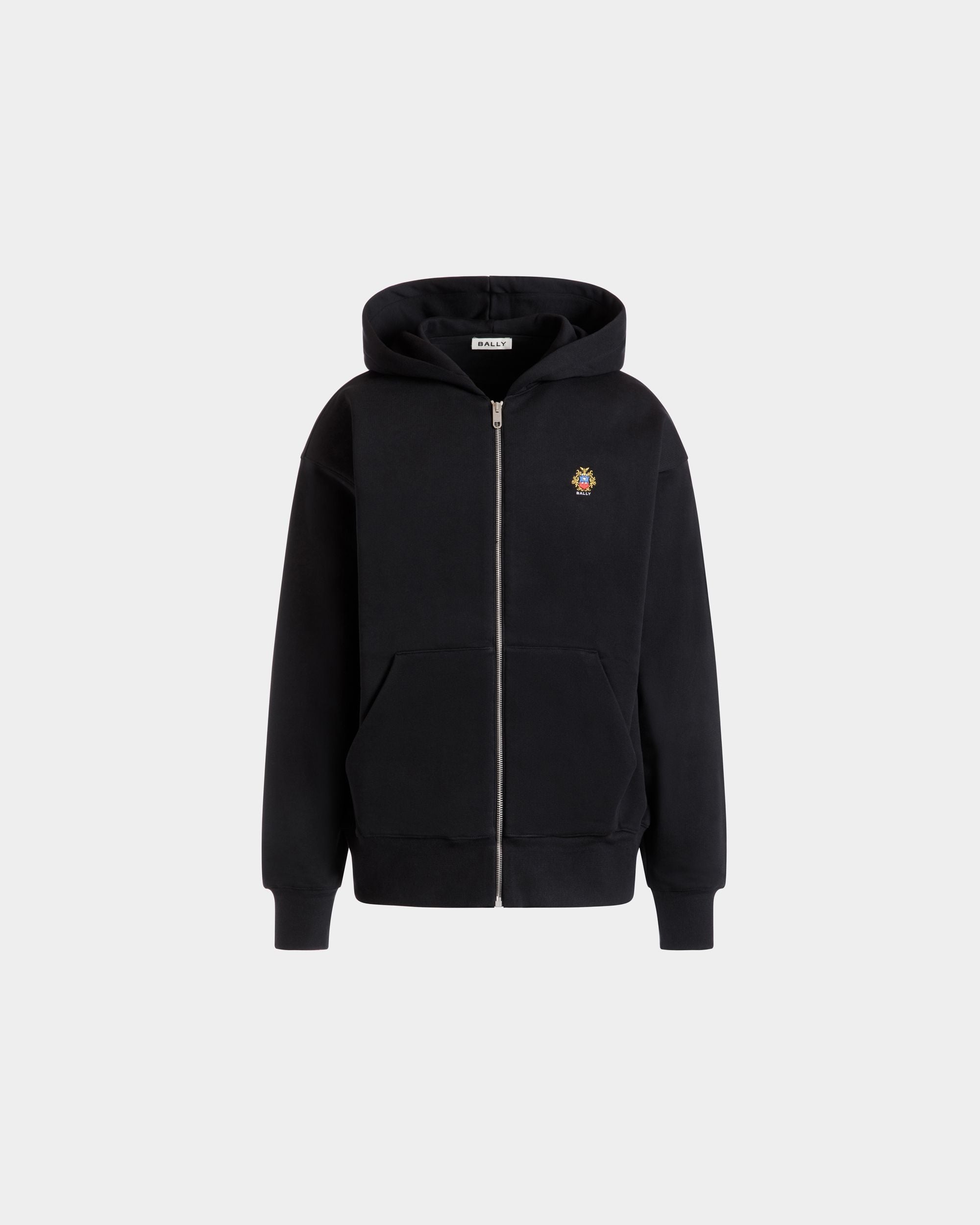 Hoodie With a Bally Crest Logo In Black Cotton - Men's - Bally - 01