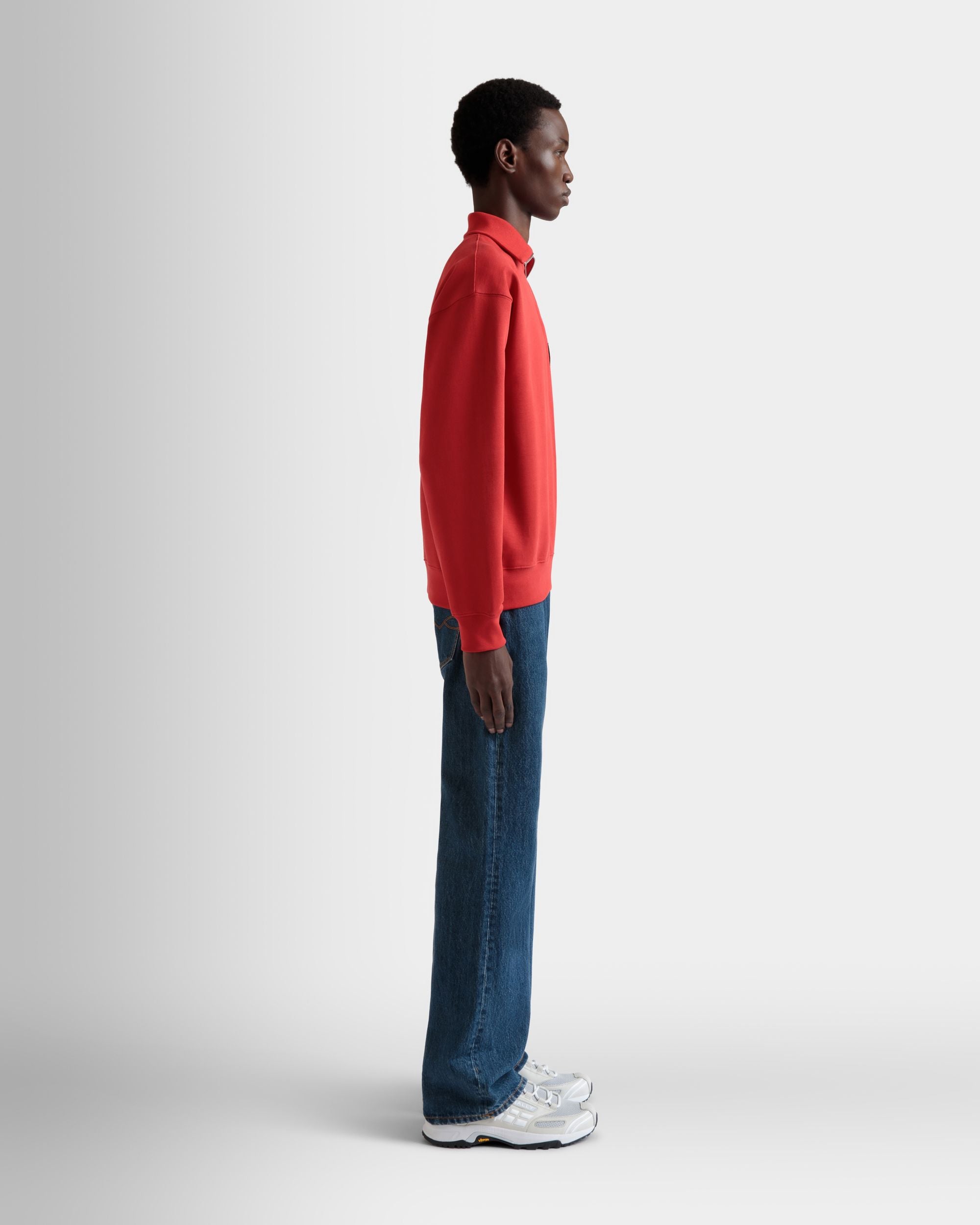 Half Zip Sweatshirt in Red Cotton - Men's - Bally - 05