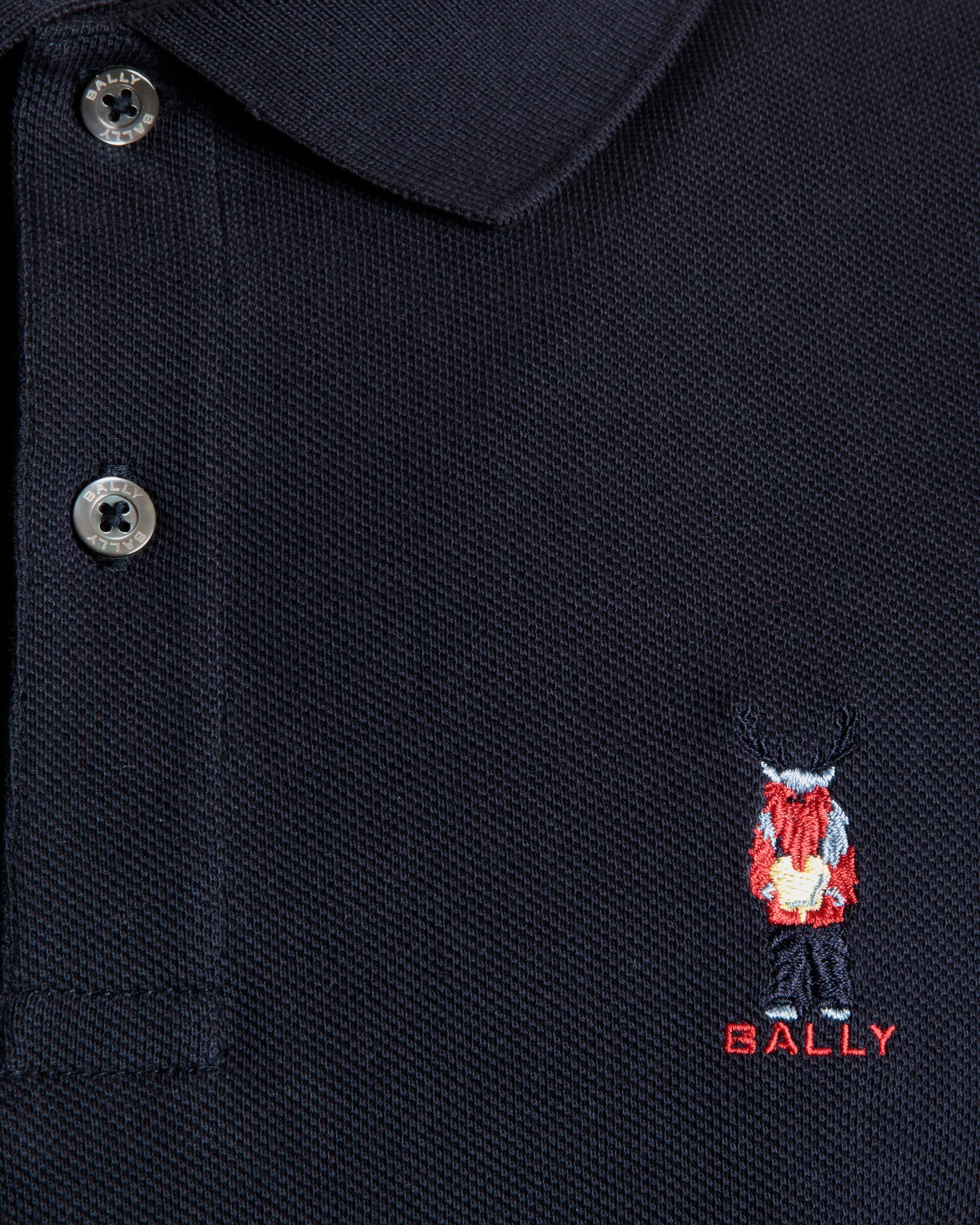Polo With Forest Mask In Navy Blue Cotton - Men's - Bally - 04