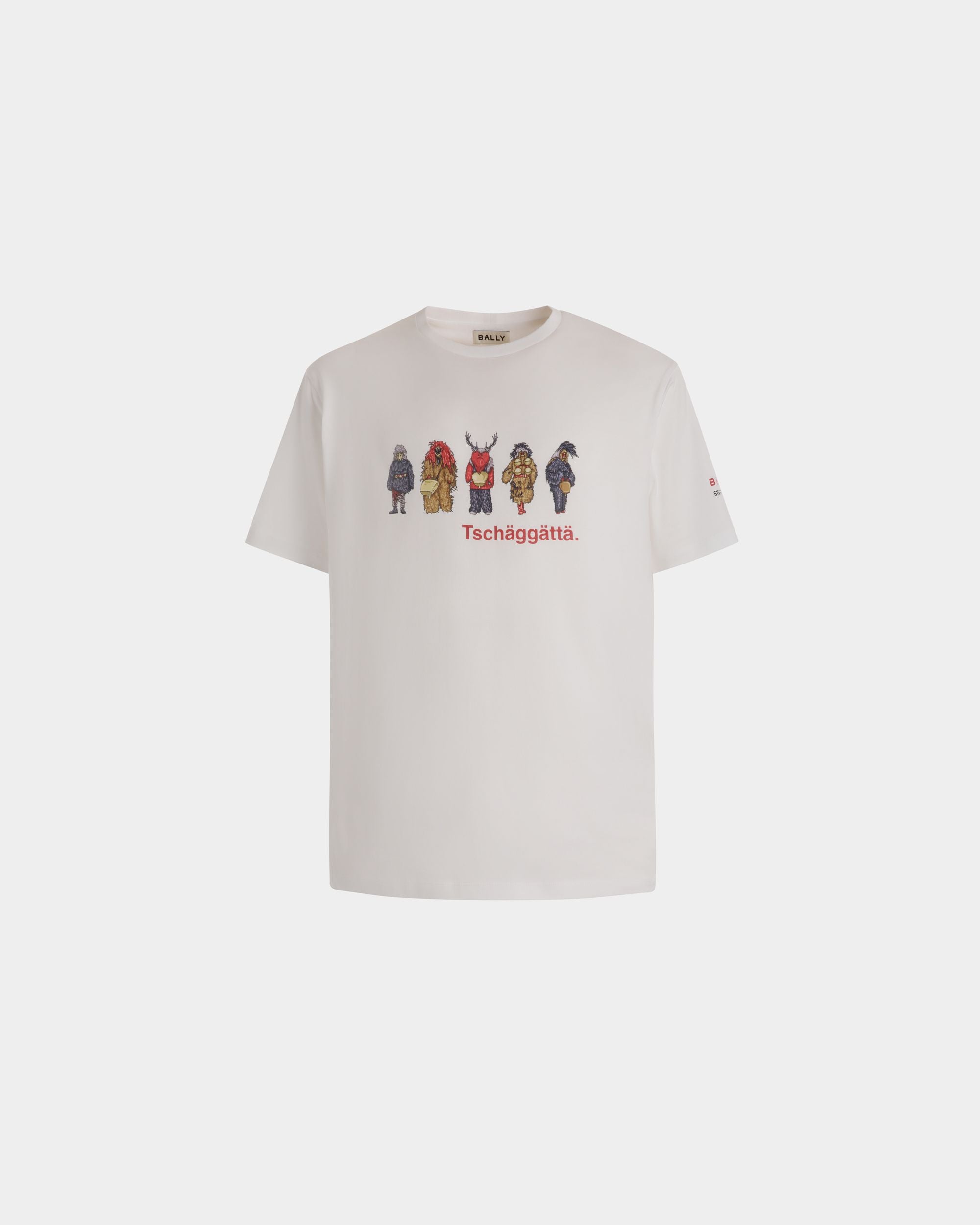 T-Shirt With Forest Mask In White Cotton - Men's - Bally - 01