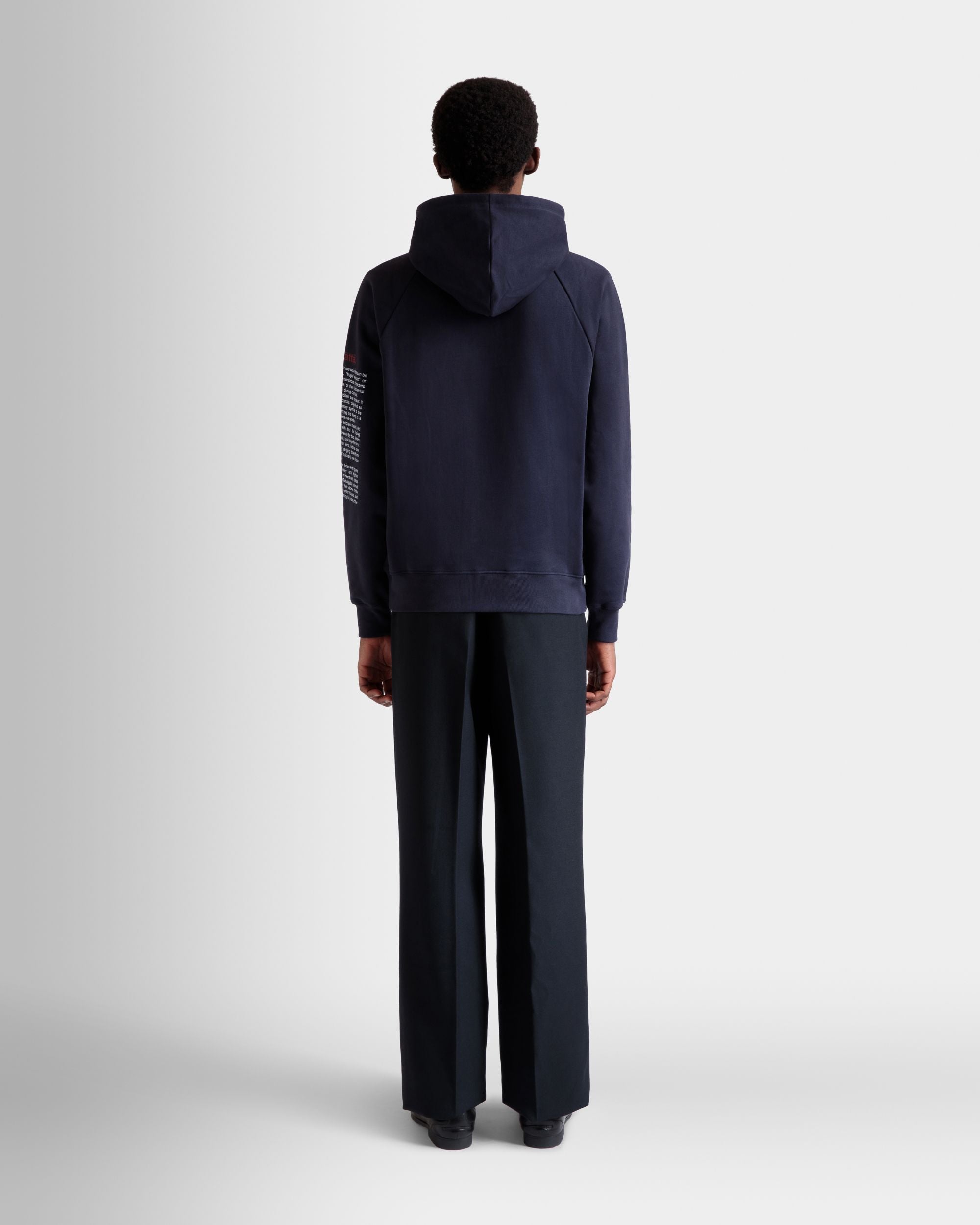 Hoodie With Forest Mask In Navy Blue Cotton - Men's - Bally - 06