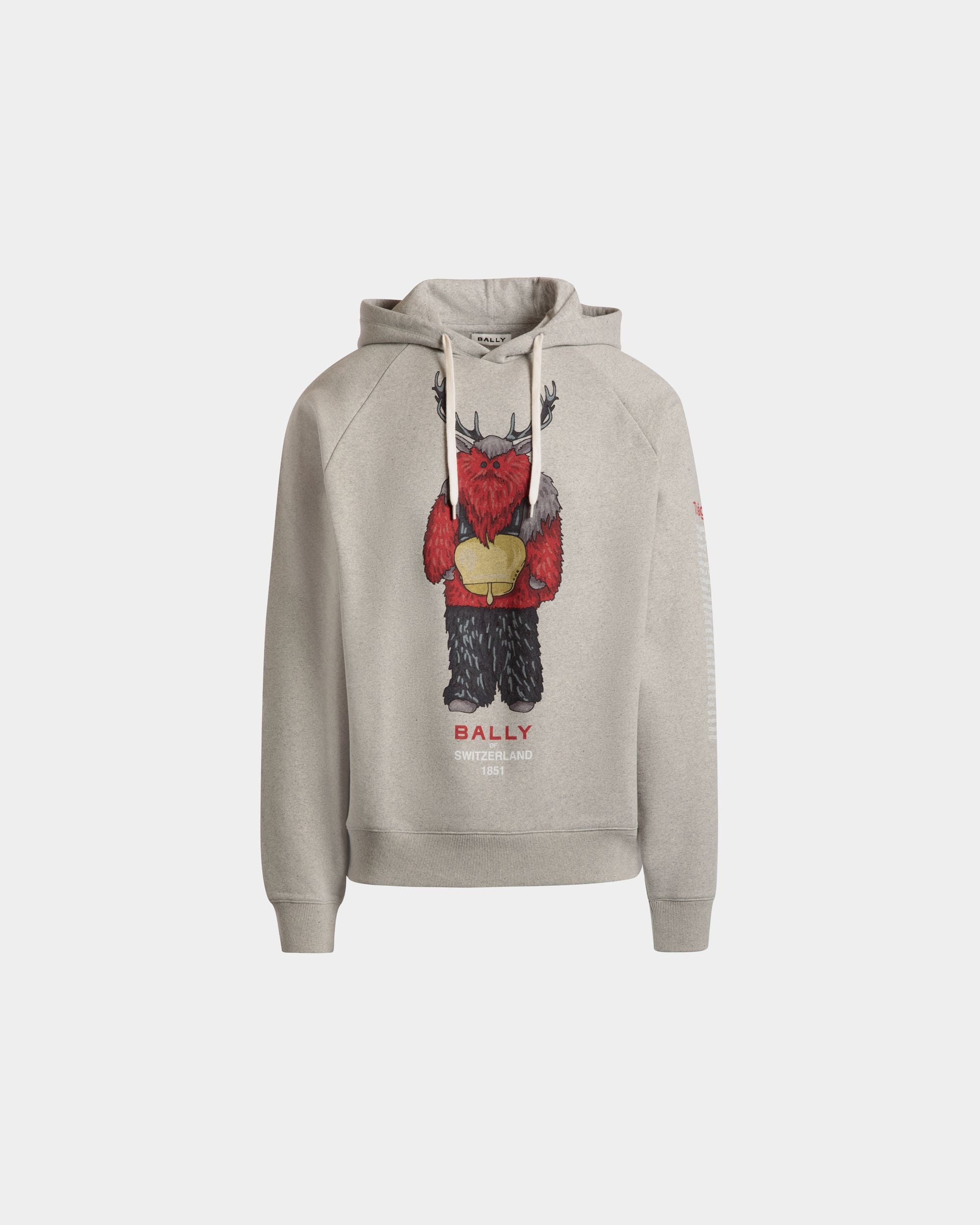 Hoodie With Forest Mask In Grey Melange Cotton - Men's - Bally - 01