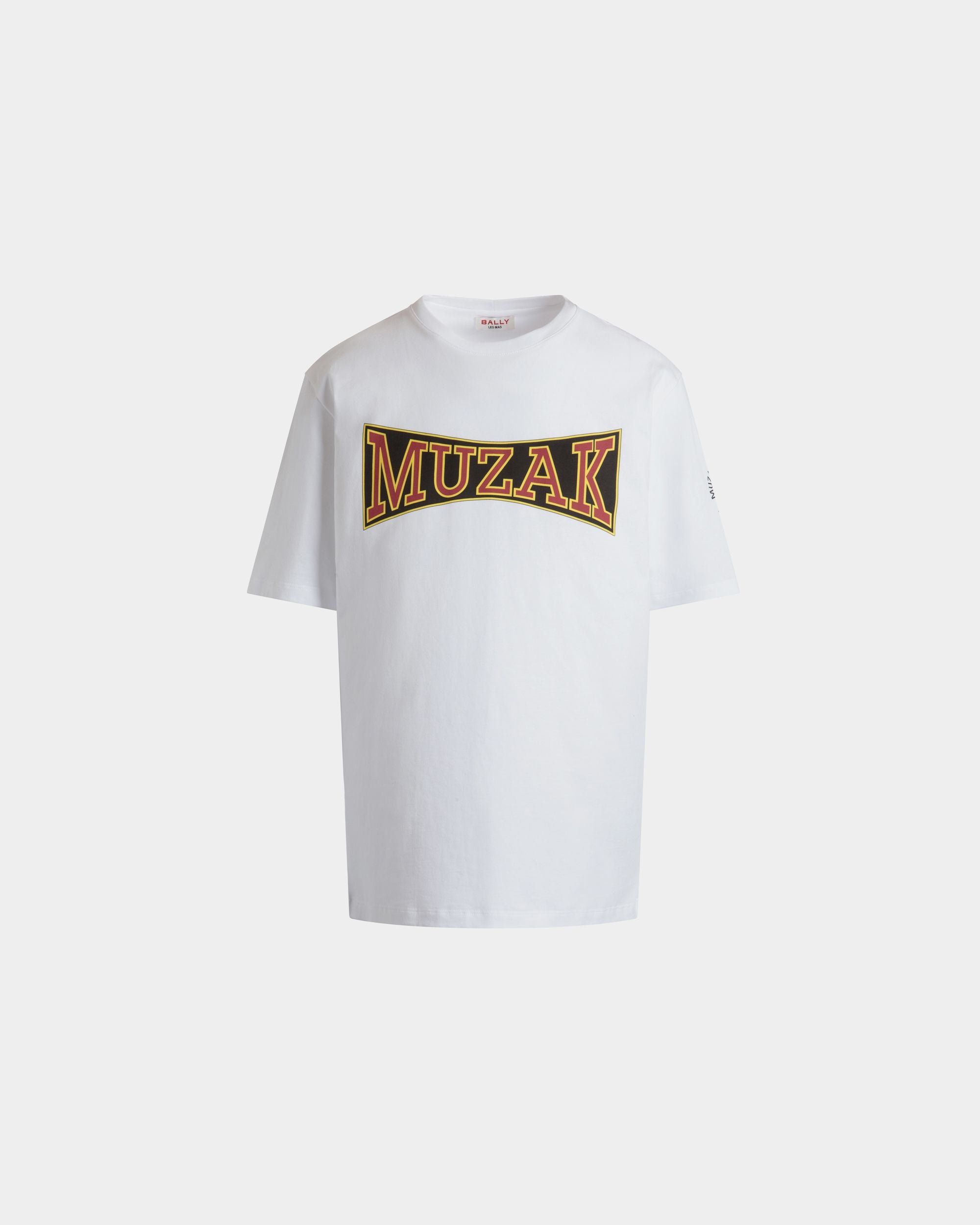 DJ Leo Mas x Bally T-Shirt in White Cotton with a Muzak Print - Men's - Bally - 01