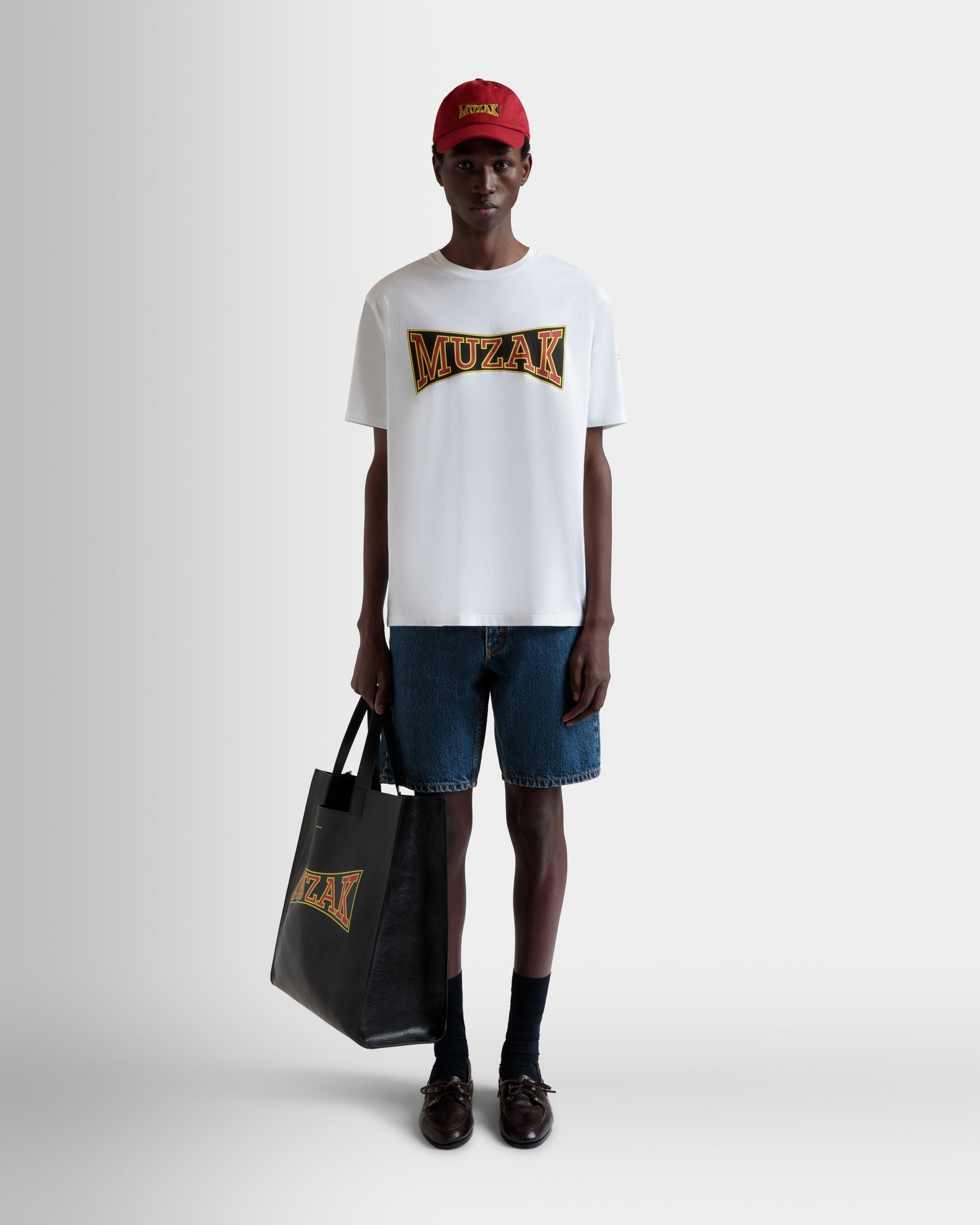 DJ Leo Mas x Bally T-Shirt in White Cotton with a Muzak Print - Men's - Bally - 02