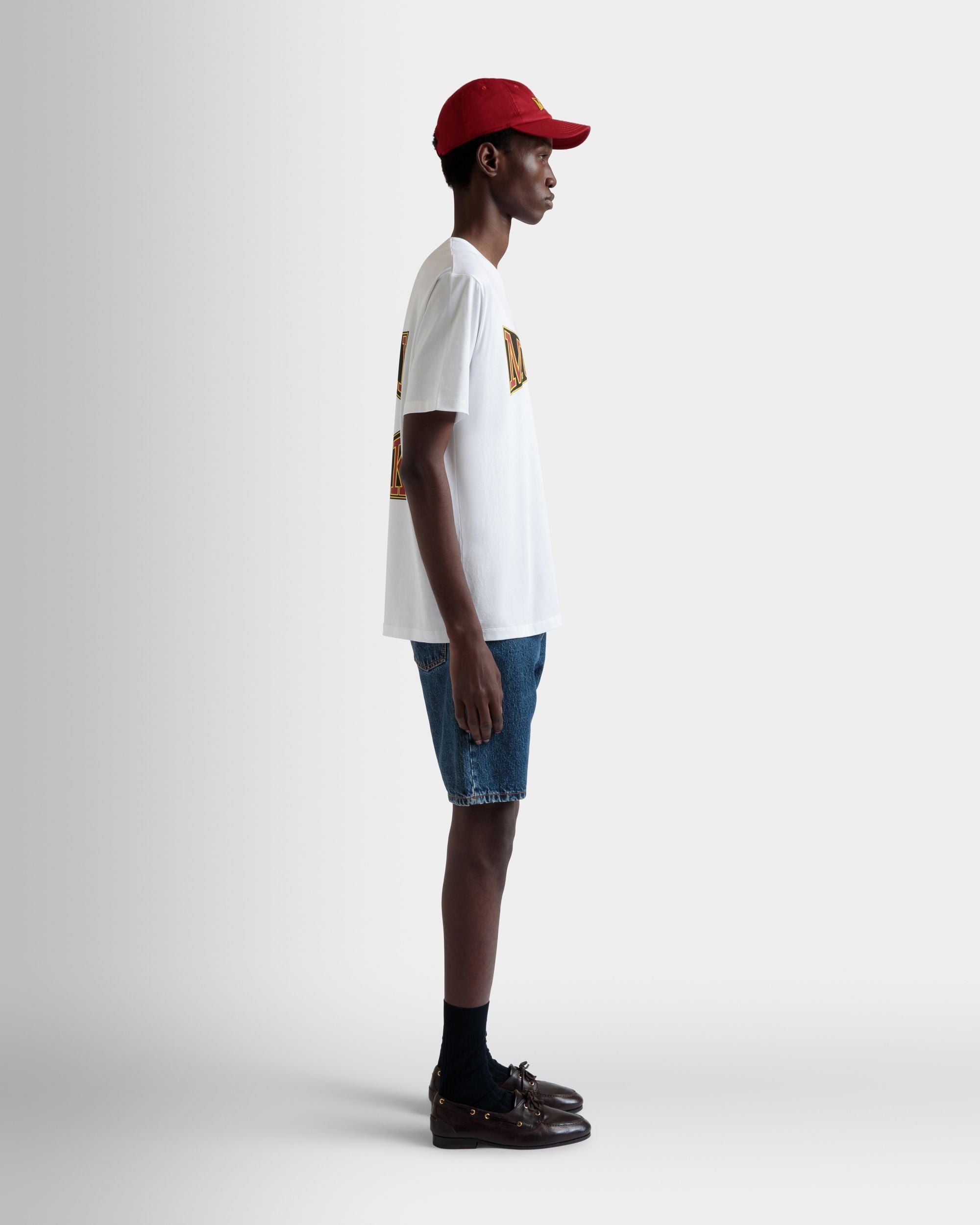 DJ Leo Mas x Bally T-Shirt in White Cotton with a Muzak Print - Men's - Bally - 05