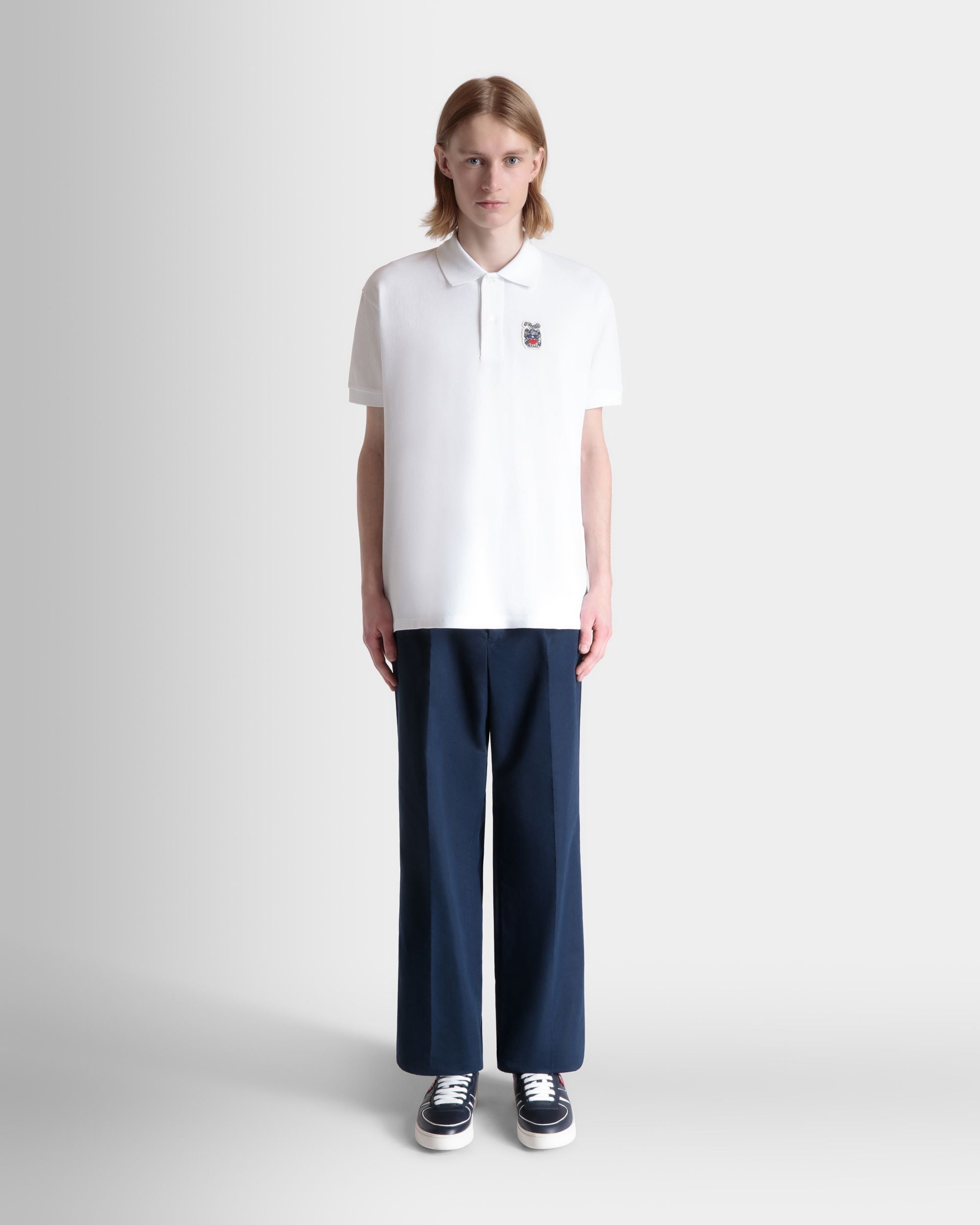 Polo Shirt in White Cotton - Men's - Bally - 02