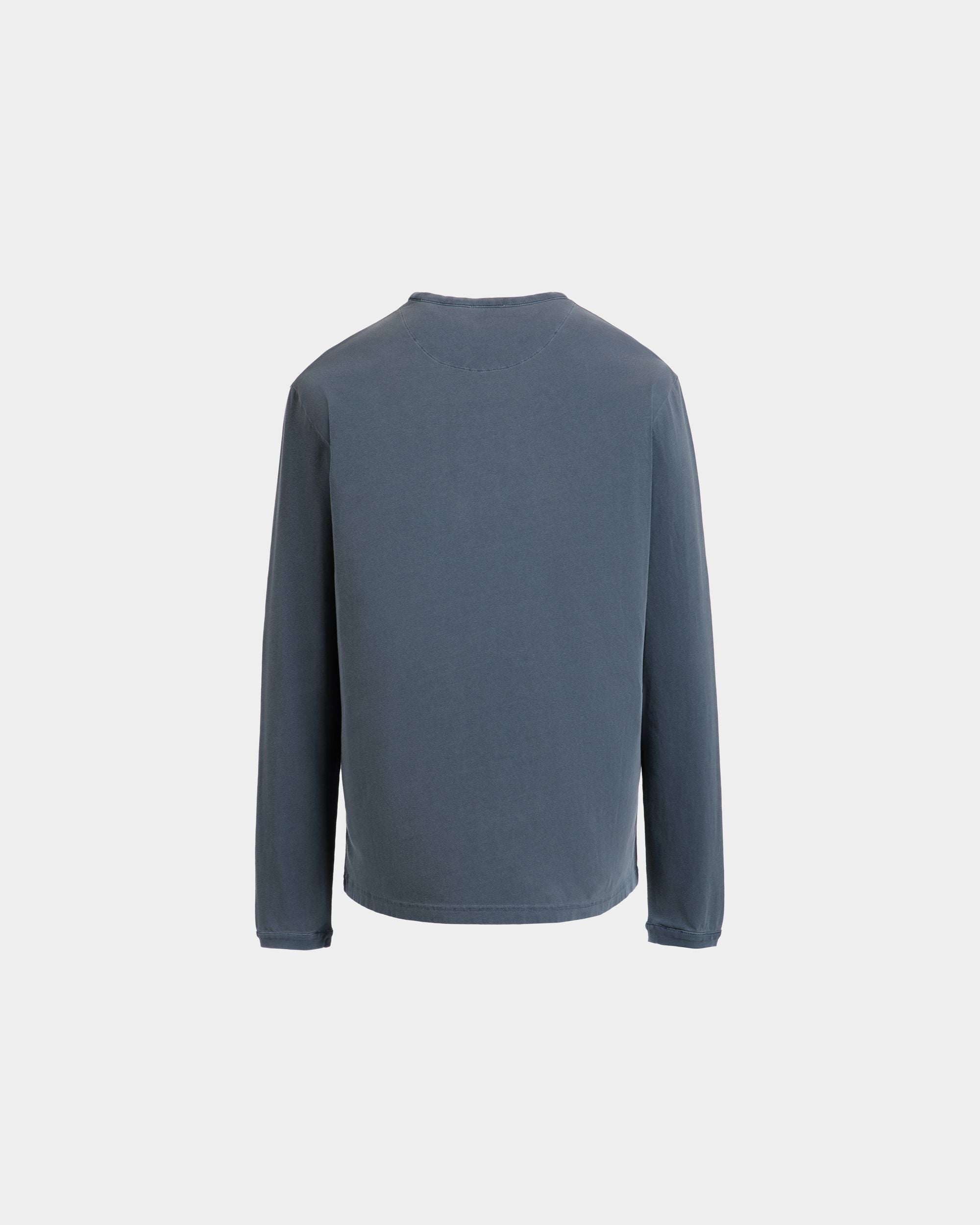 Long Sleeve T-shirt in Navy Blue Cotton - Men's - Bally - 03