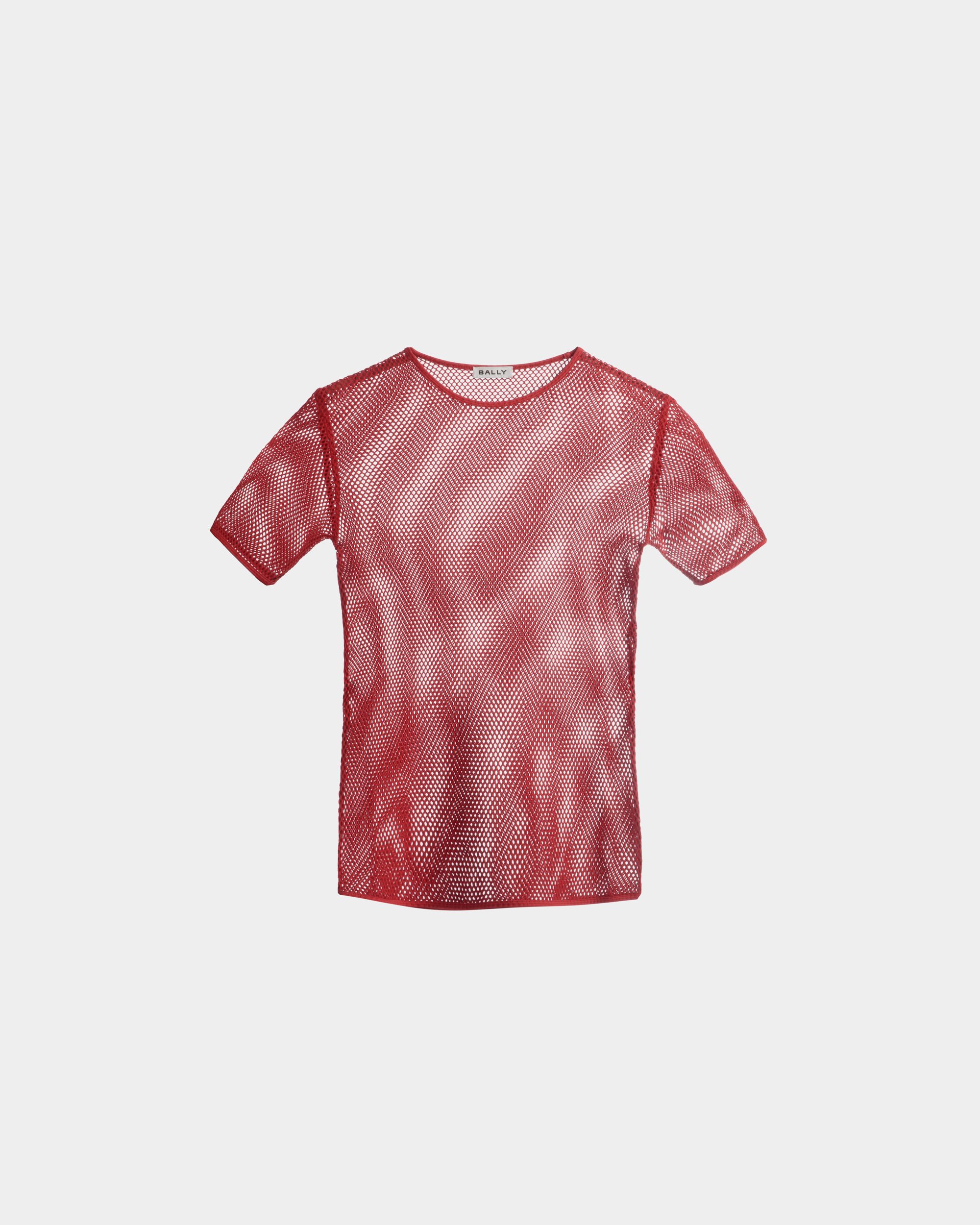 Mesh T-Shirt in Red Cotton - Men's - Bally - 01