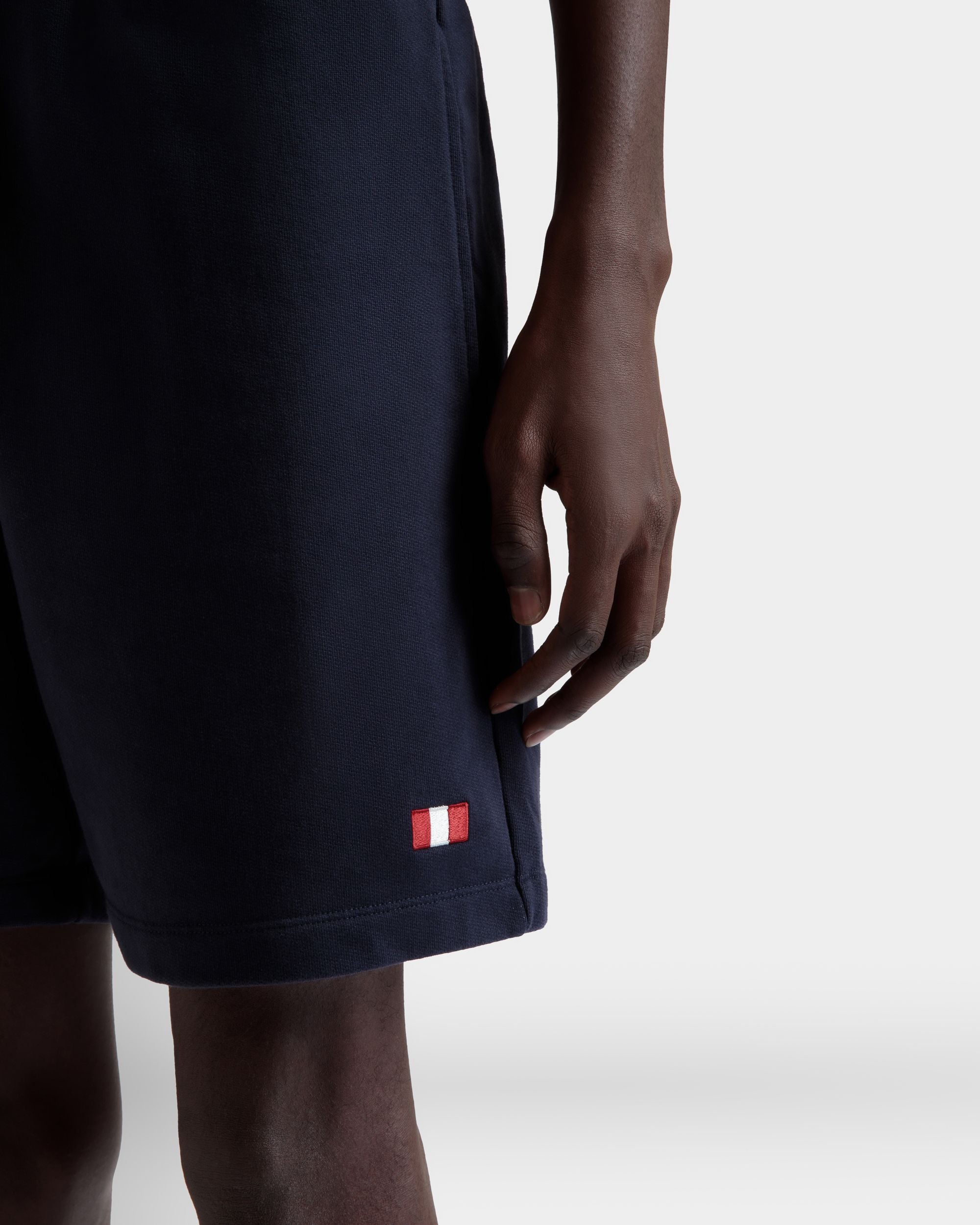 Shorts With a Bally Flag in Navy Blue Cotton - Men's - Bally - 03