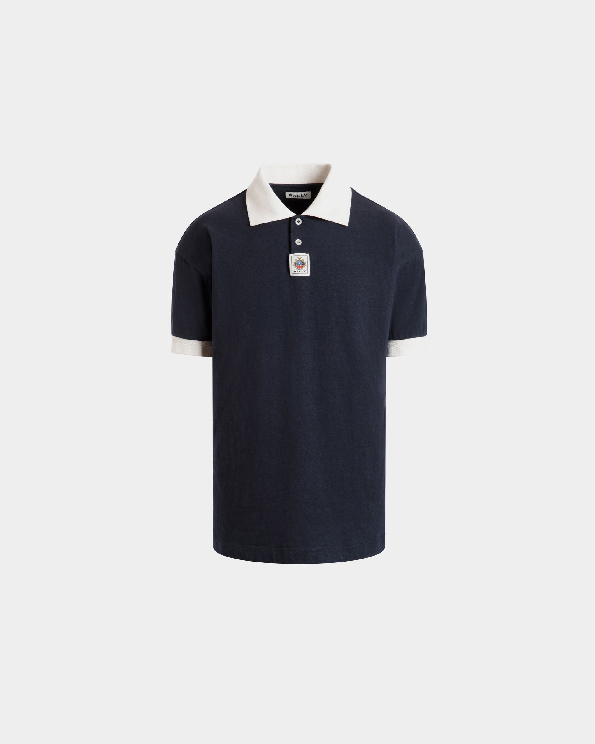 Polo Shirt in Navy Blue Stretch Cotton - Men's - Bally - 01