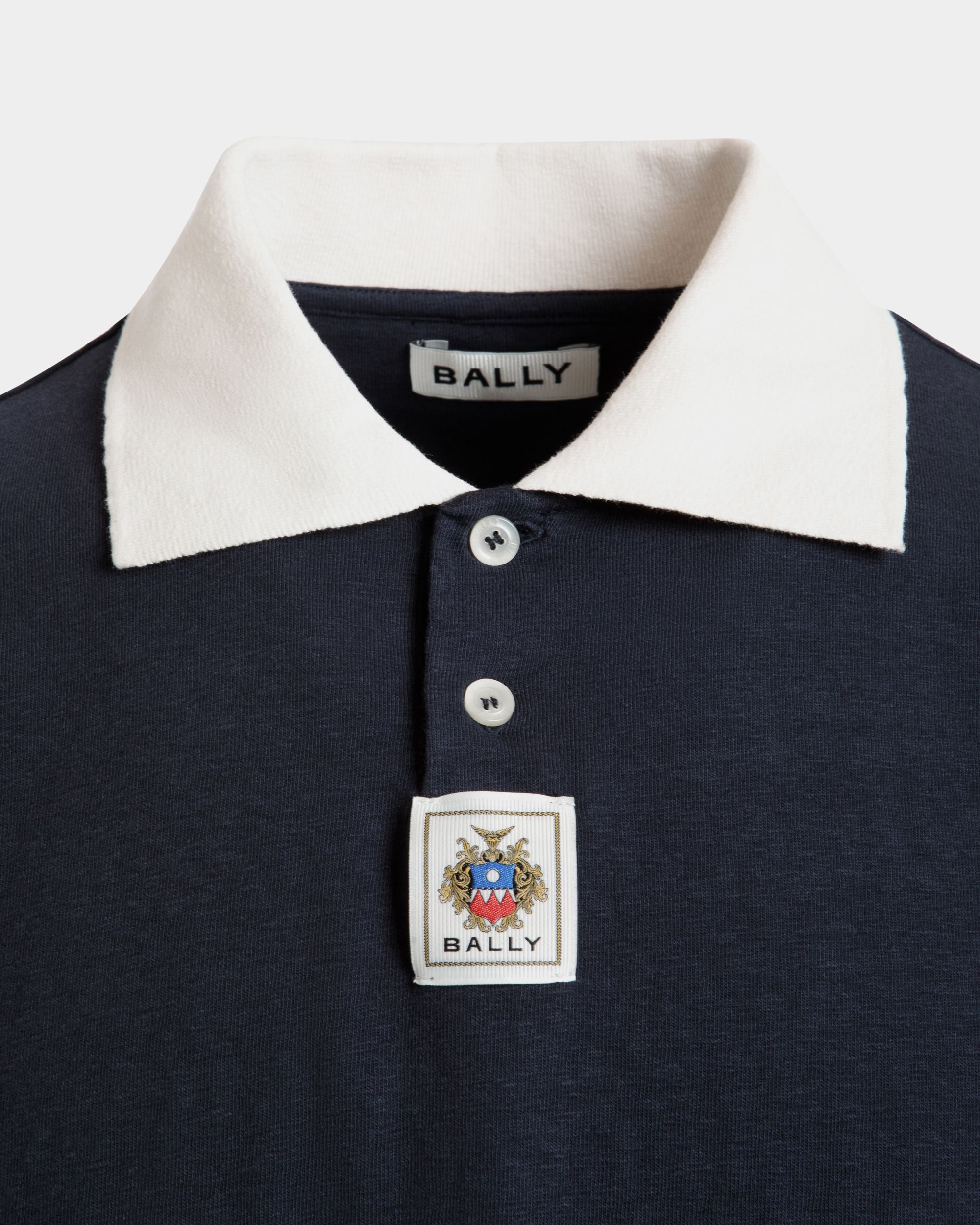 Polo Shirt in Navy Blue Stretch Cotton - Men's - Bally - 04