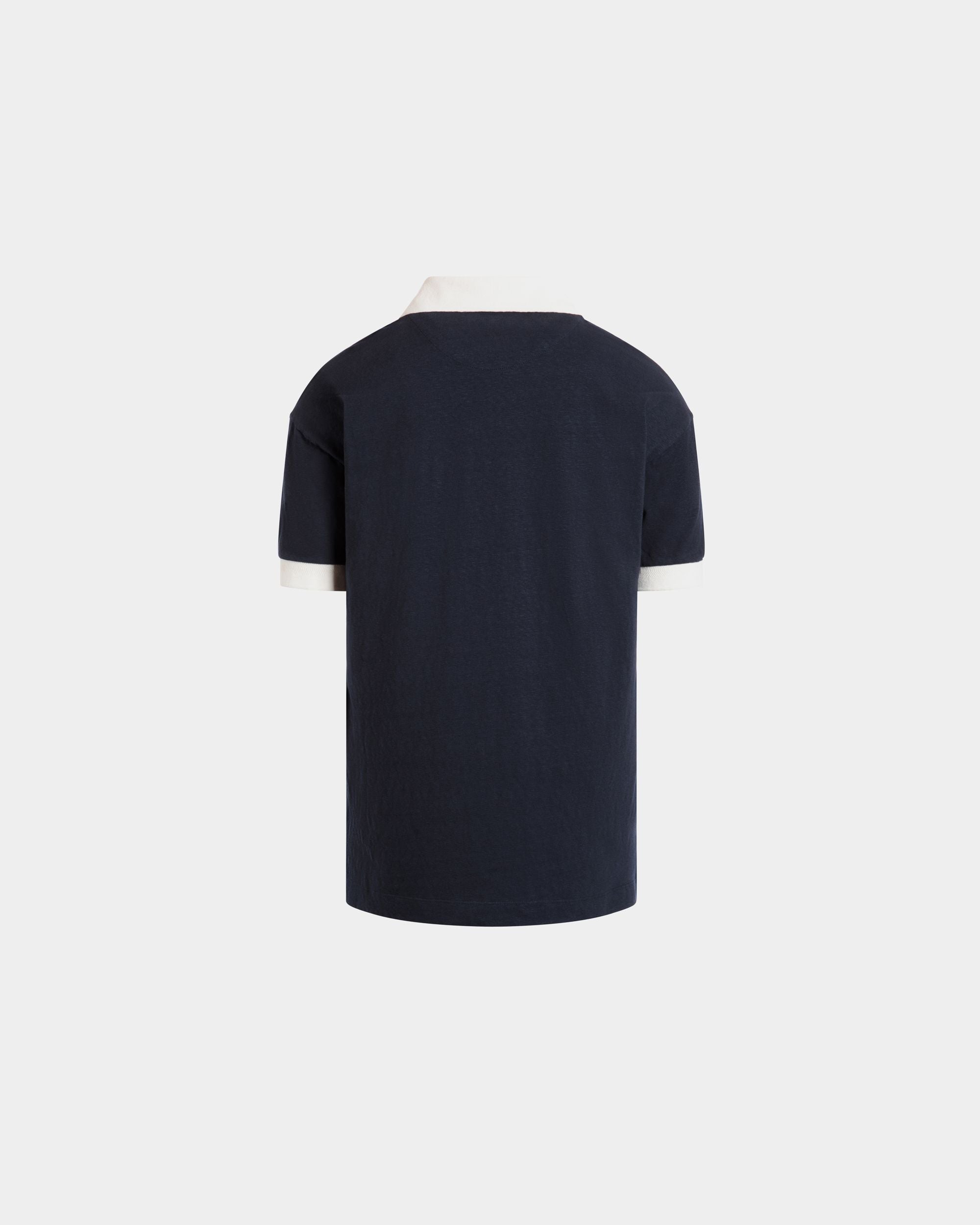 Polo Shirt in Navy Blue Stretch Cotton - Men's - Bally - 07