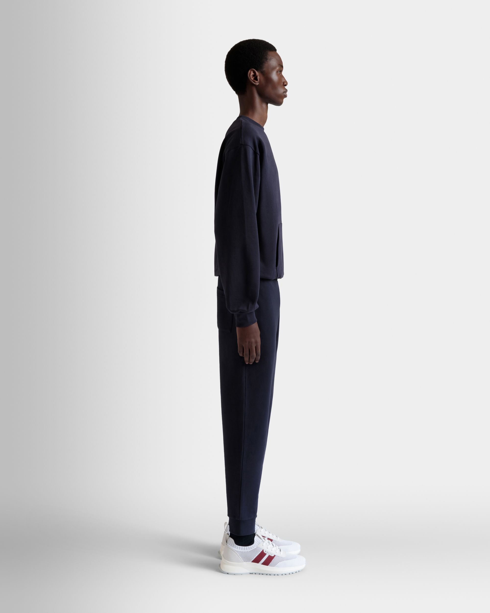 Sweatpants With a Bally Flag in Navy Blue Cotton - Men's - Bally - 05