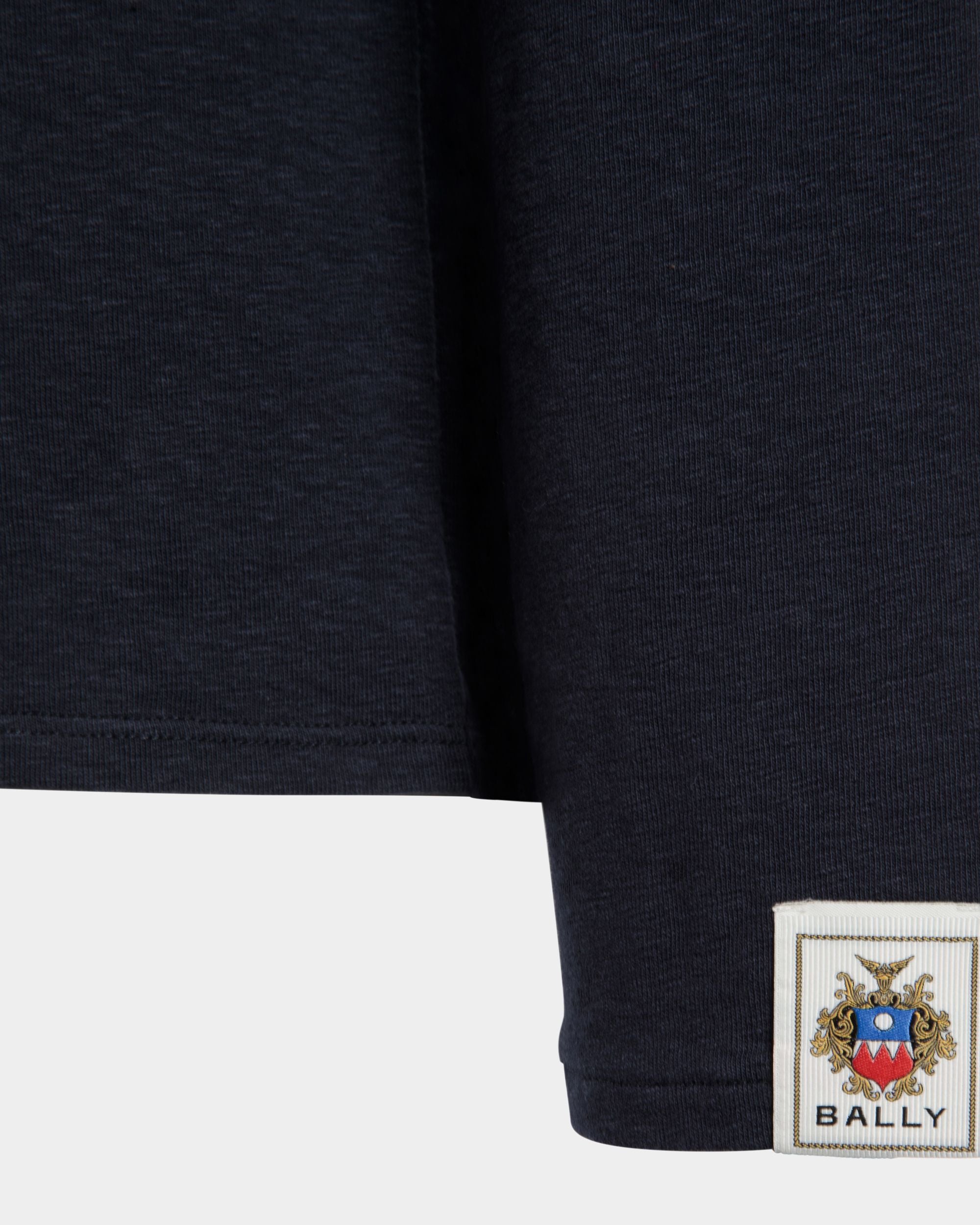 Long Sleeve T-Shirt in Navy Blue Stretch Cotton - Men's - Bally - 04