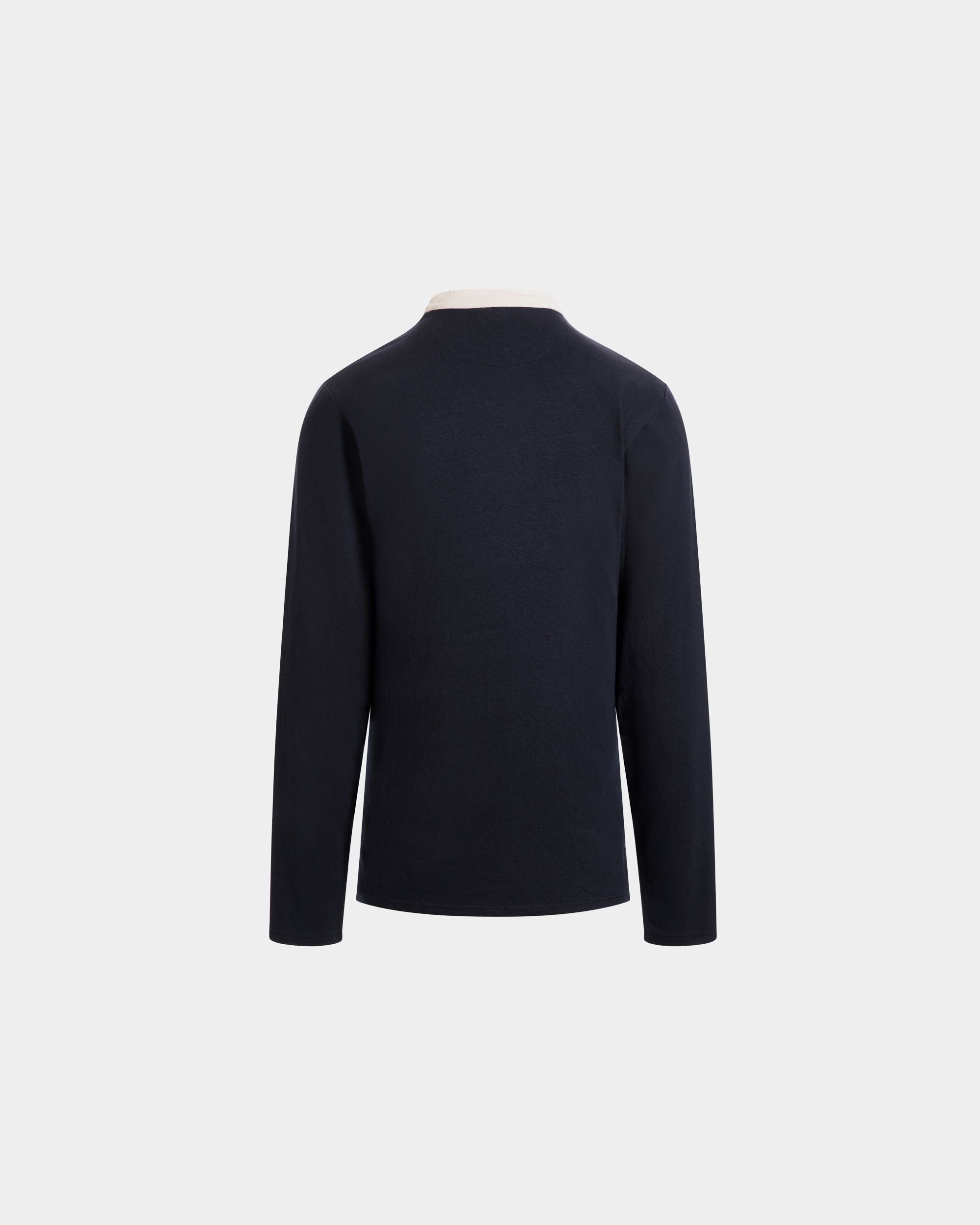 Long Sleeve T-Shirt in Navy Blue Stretch Cotton - Men's - Bally - 07