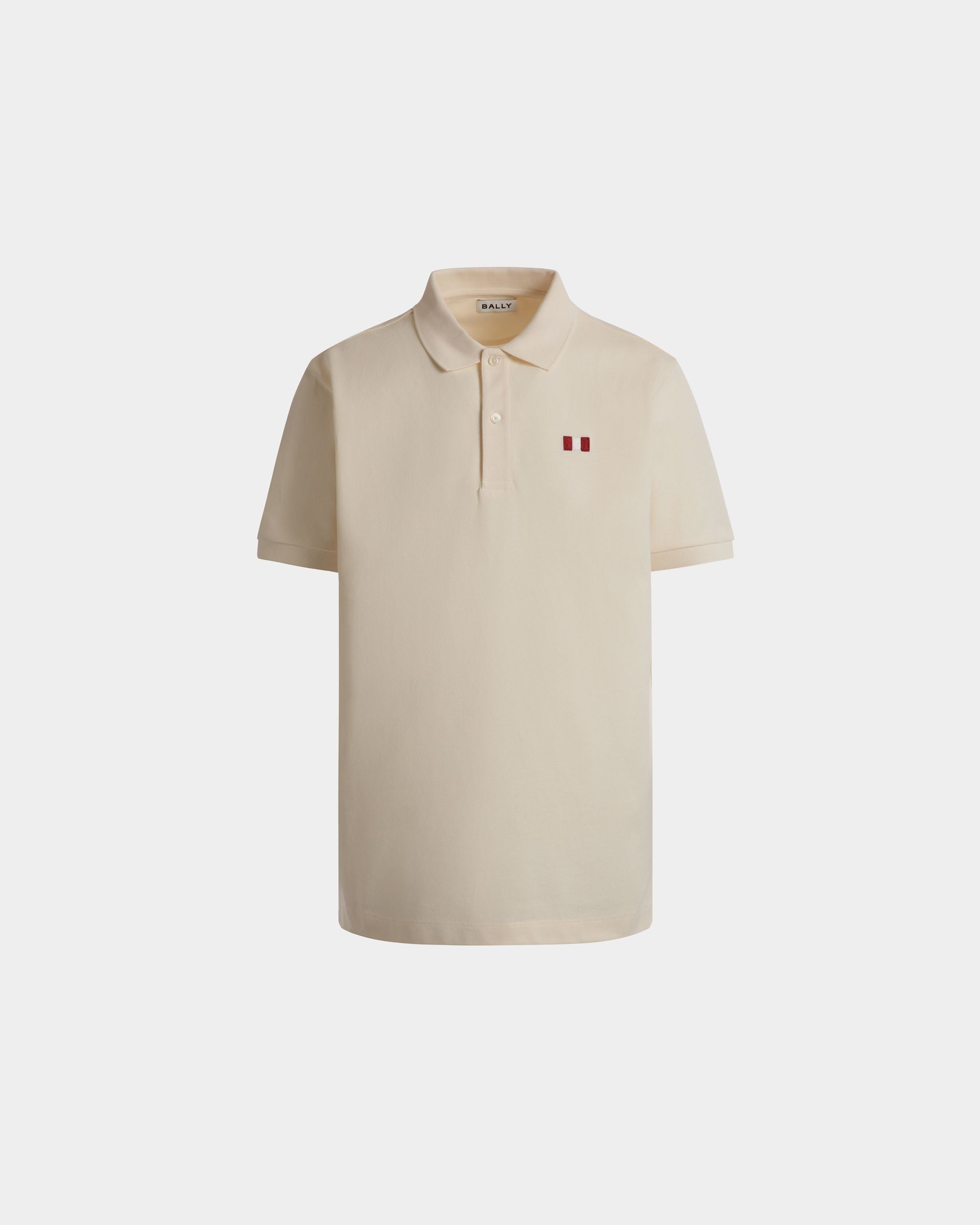 Polo With a Bally Flag in Ivory Cotton - Men's - Bally - 01