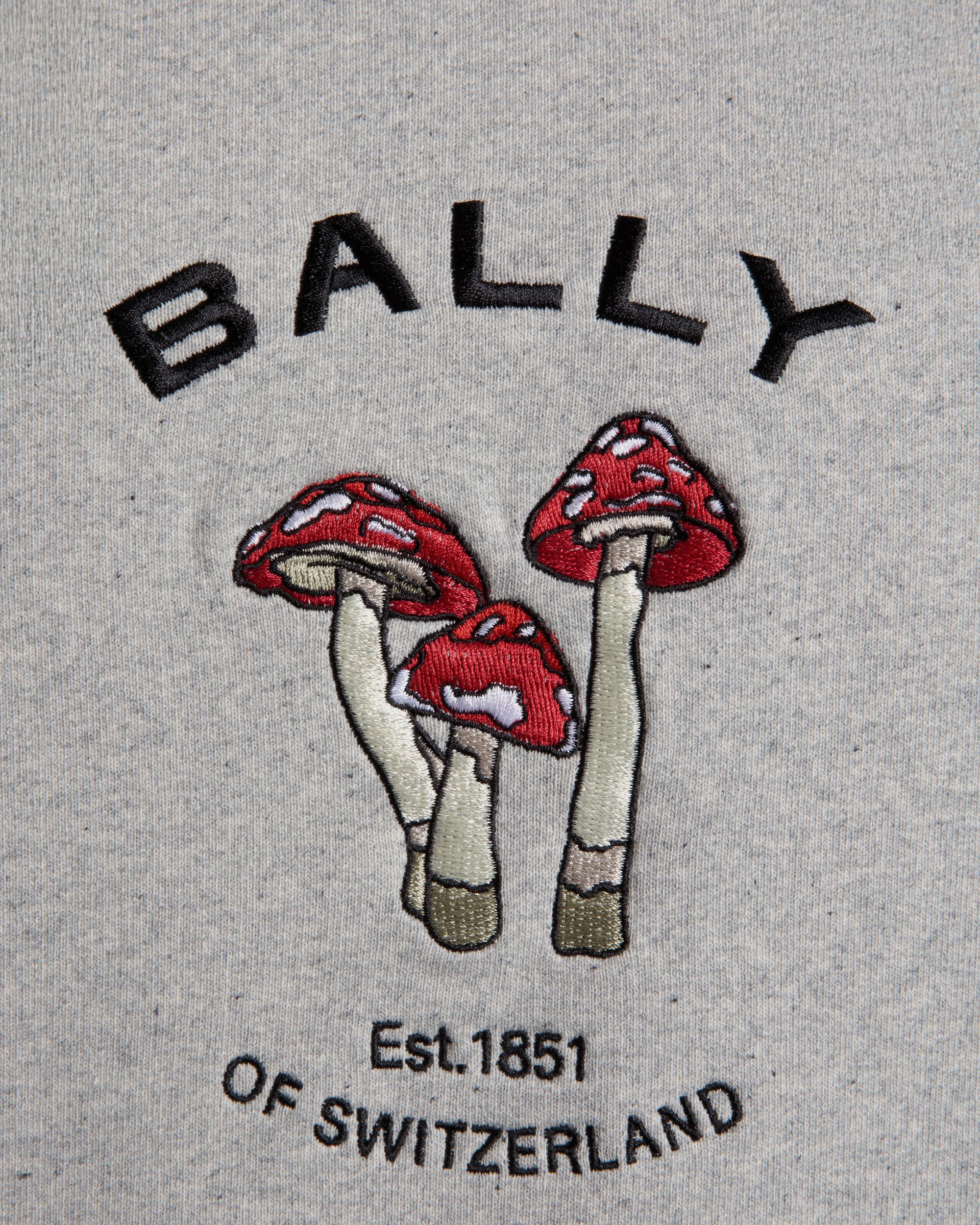 Hoodie With Enchanting Mushrooms in Grey Mélange Cotton - Men's - Bally - 04