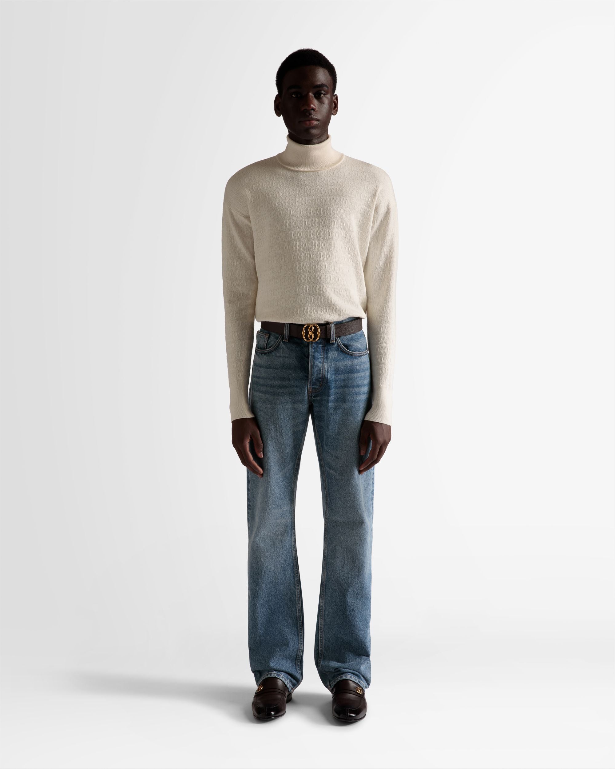 Roll Neck Sweater In Bone Wool - Men's - Bally - 02