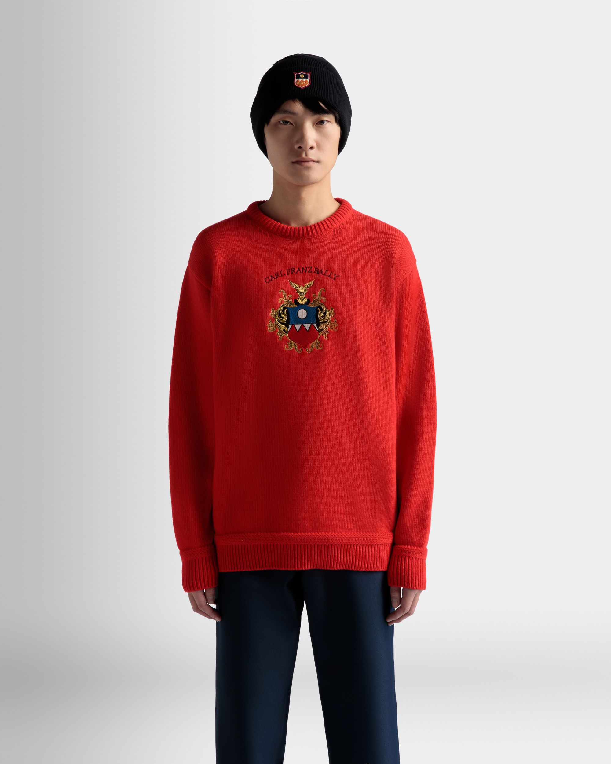 Sweater In Red Wool - Men's - Bally - 03
