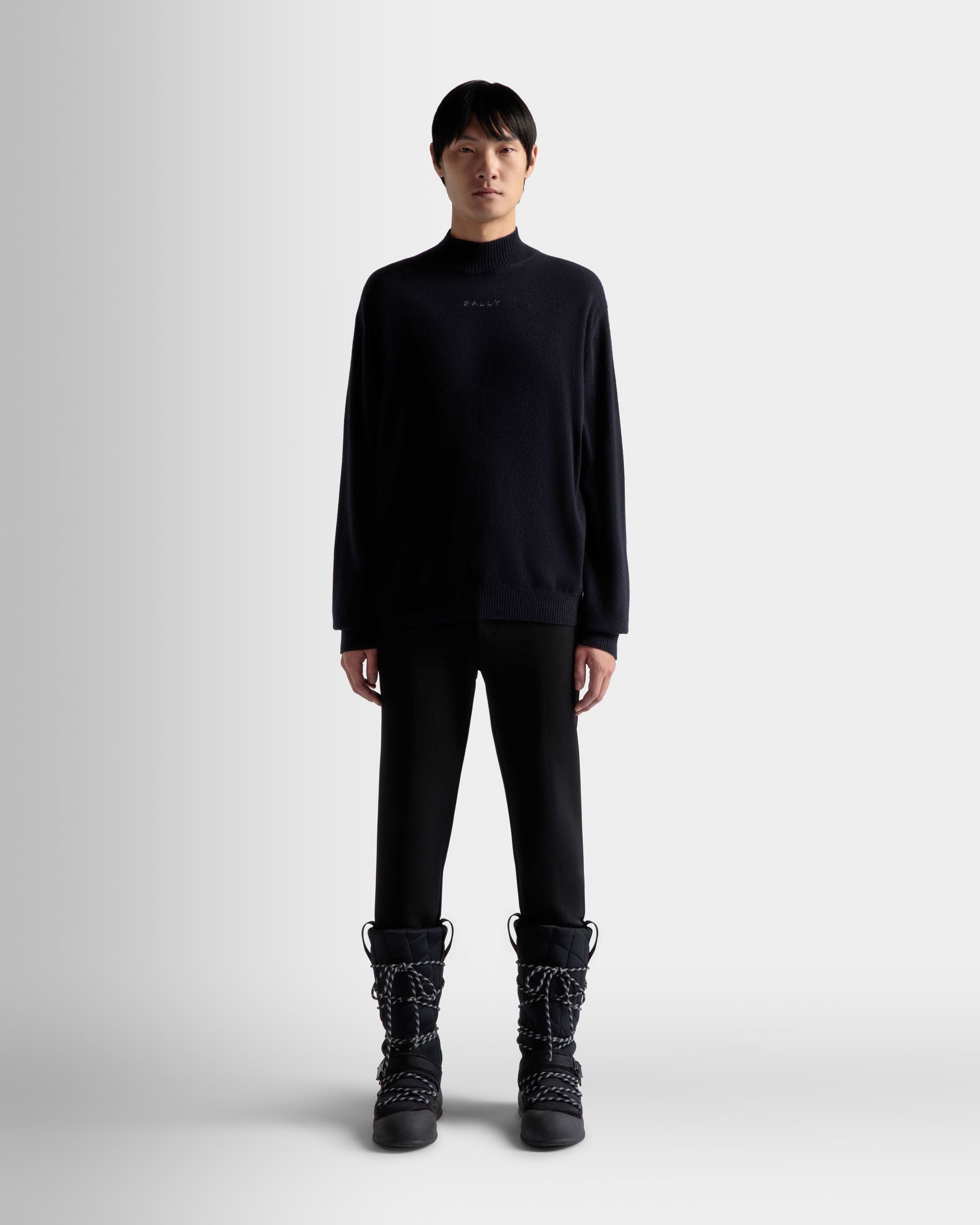 Turtleneck Sweater In Dark Blue Cashmere - Men's - Bally - 02