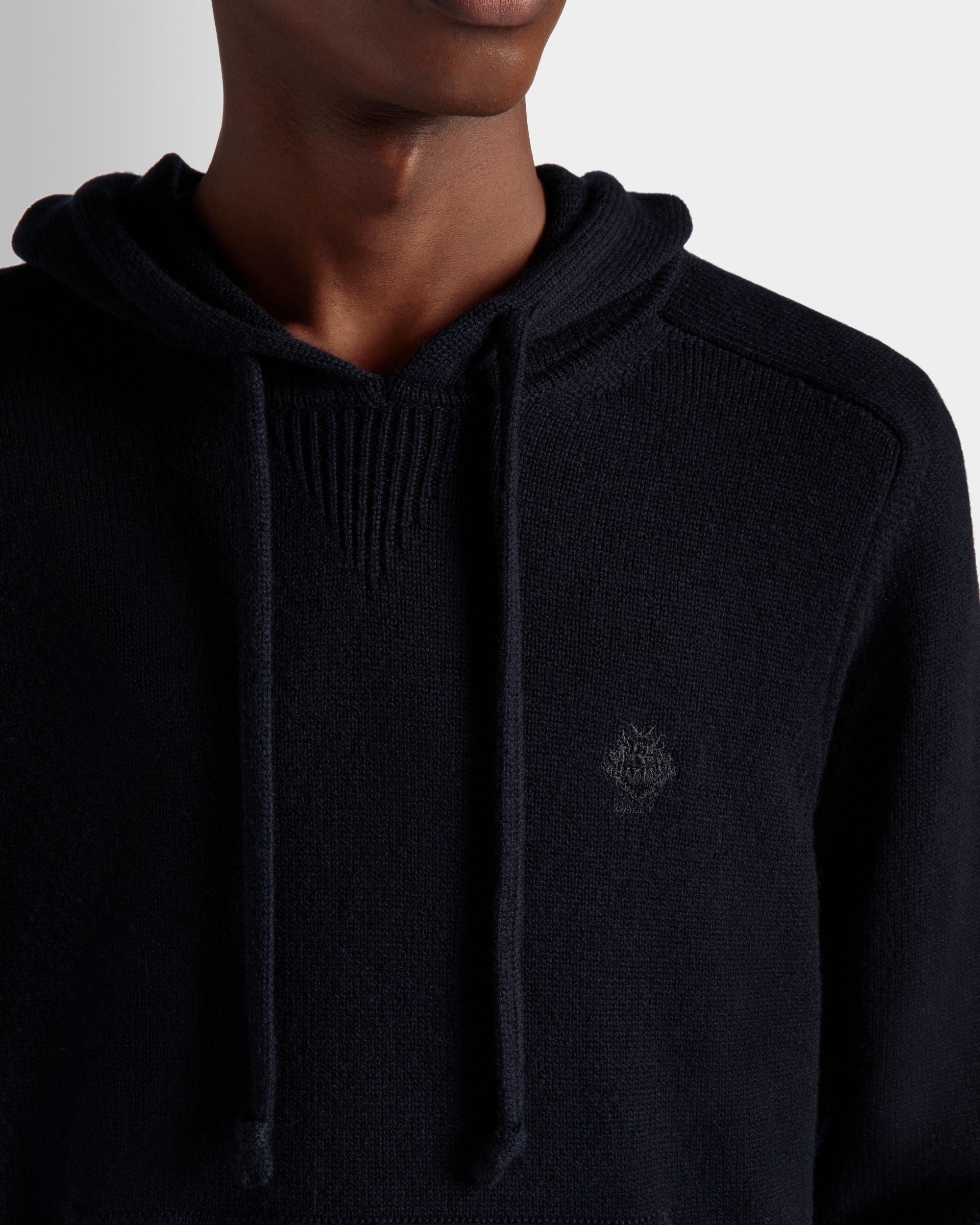 Adrien Brody Travel Collection Hoodie In Navy Blue Wool Blend - Men's - Bally - 04