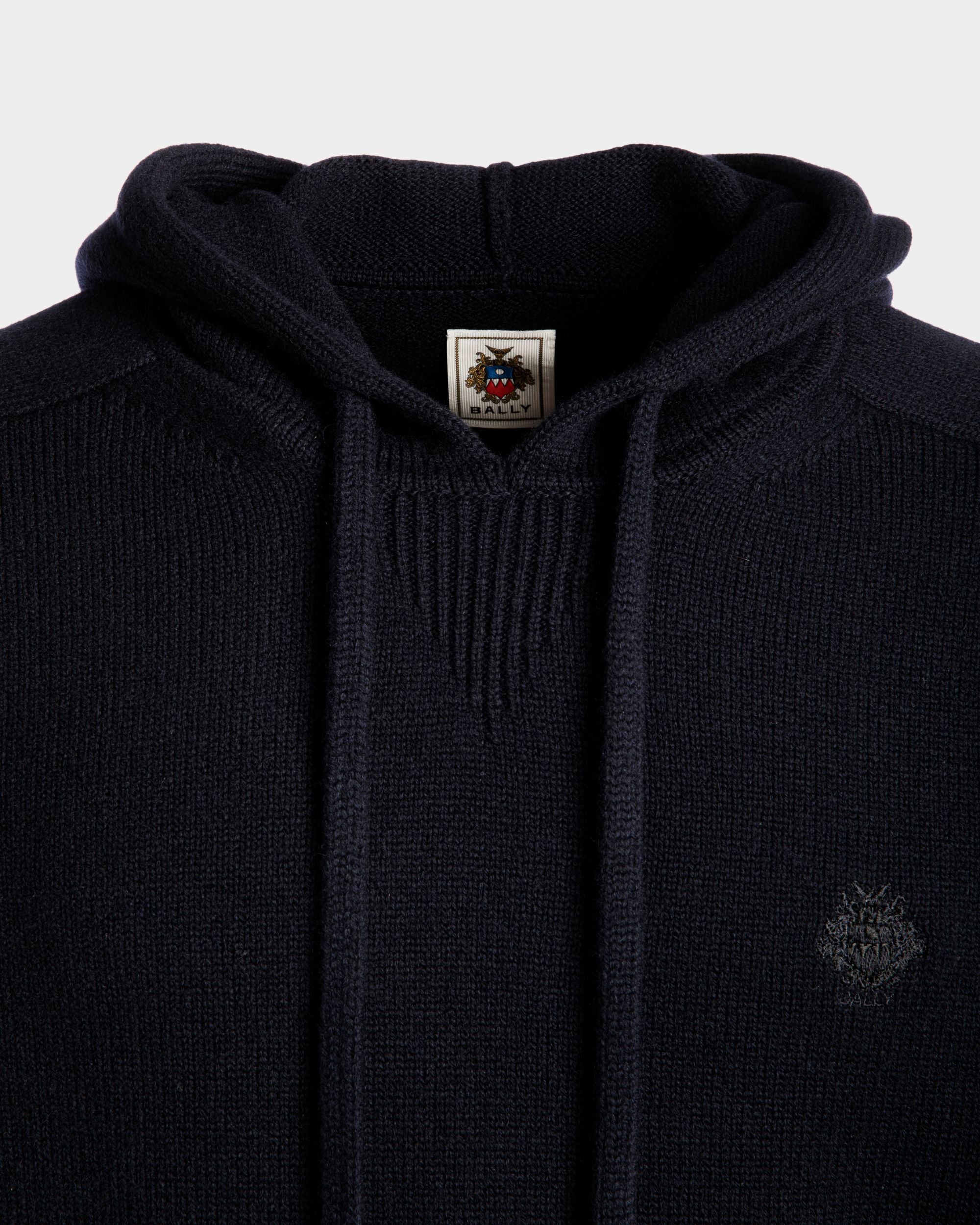 Adrien Brody Travel Collection Hoodie In Navy Blue Wool Blend - Men's - Bally - 05