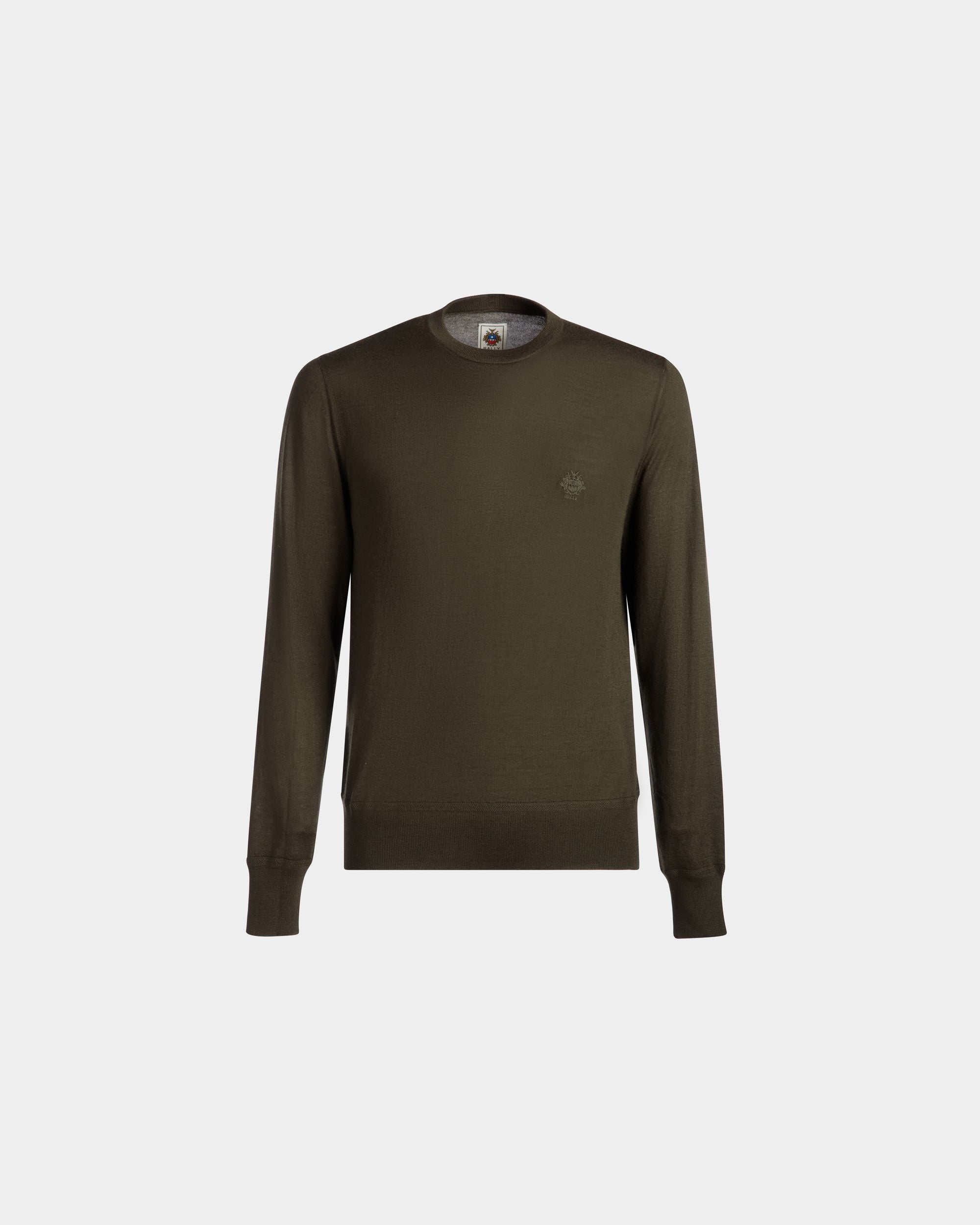 Adrien Brody Travel Collection Crewneck Sweater In Military Green Cashmere - Men's - Bally - 01