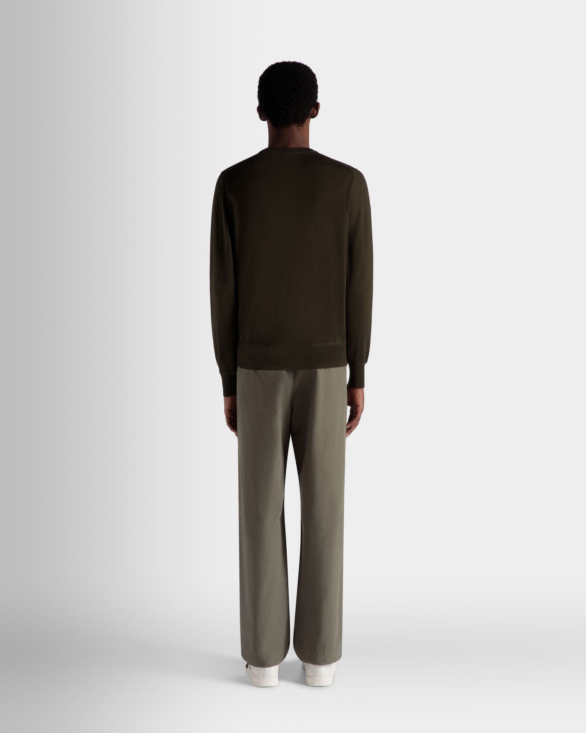 Adrien Brody Travel Collection Crewneck Sweater In Military Green Cashmere - Men's - Bally - 08