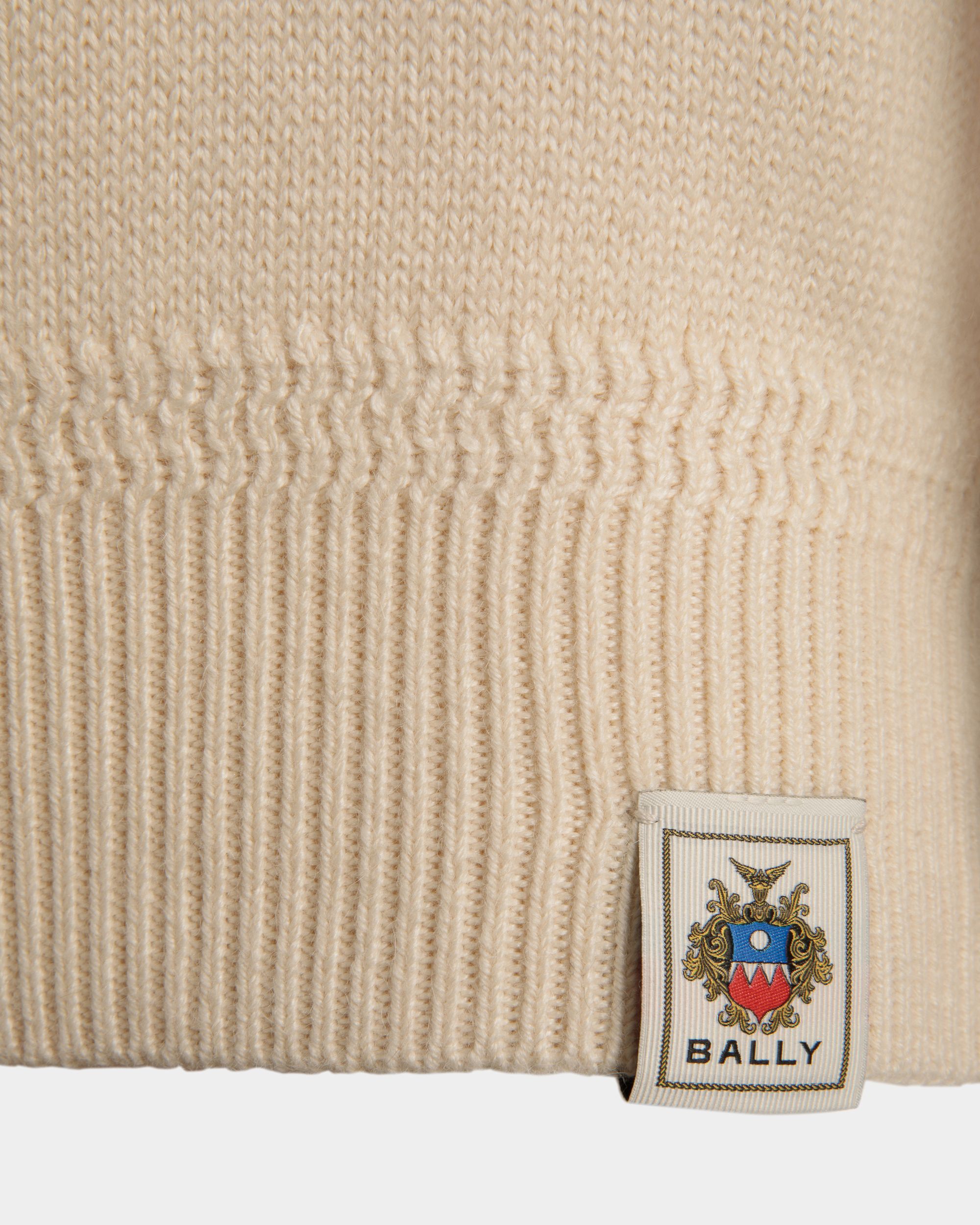 Turtleneck With Bally Crest Logo In Ivory Wool And Silk - Men's - Bally - 02