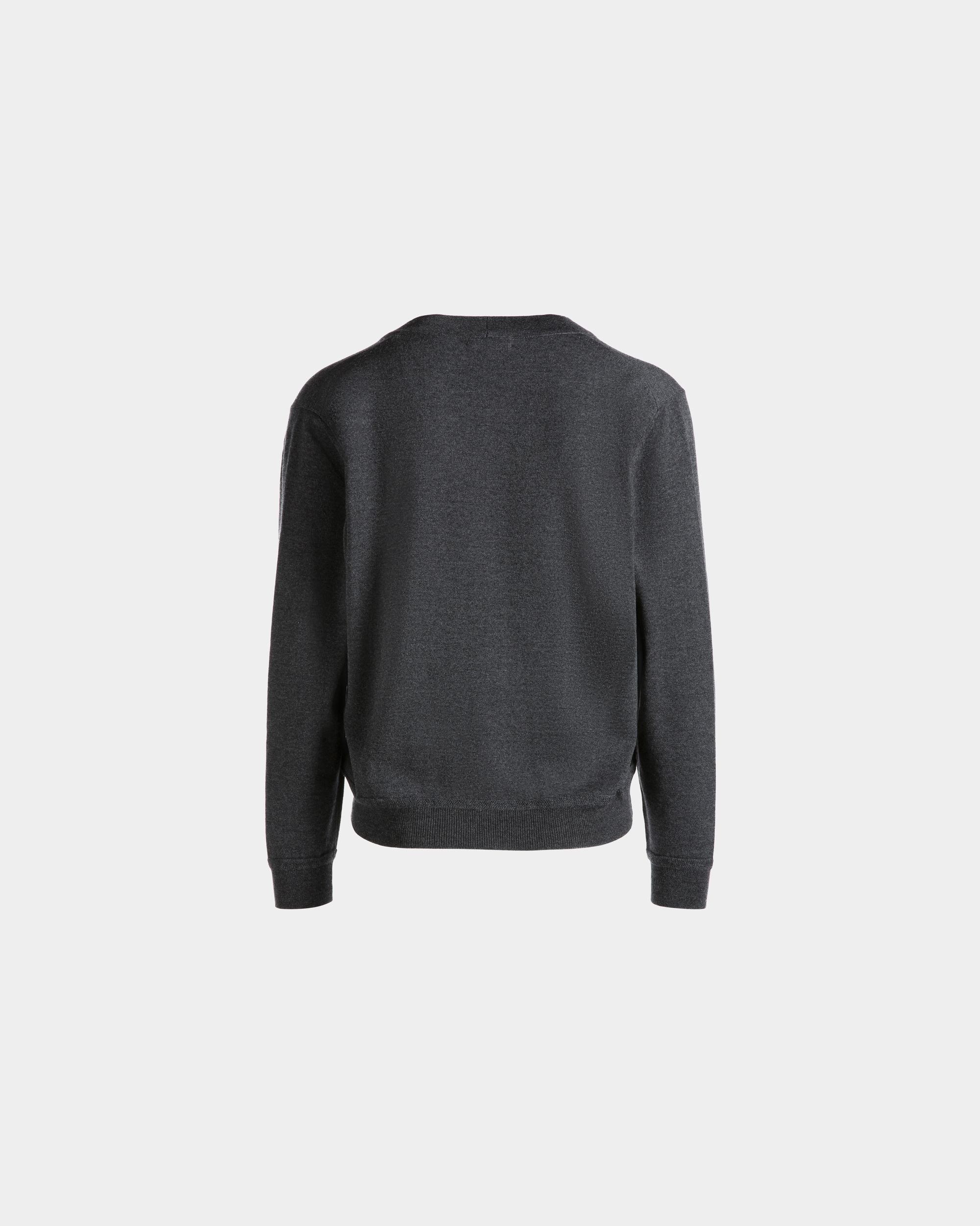 Cardigan With Bally Crest Logo In Dark Grey Wool - Men's - Bally - 03