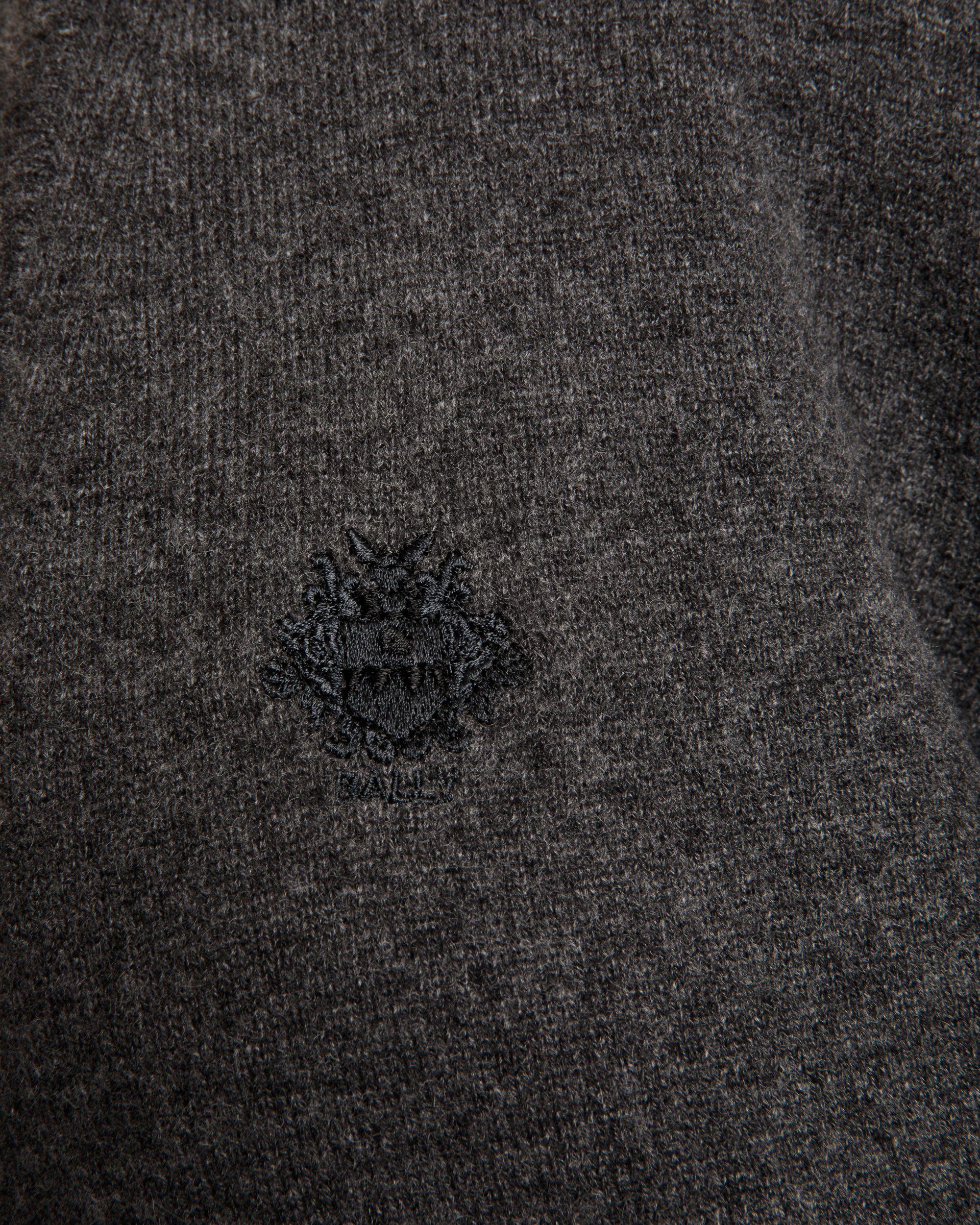 Cardigan With Bally Crest Logo in Dark Grey Cashmere - Men's - Bally - 04