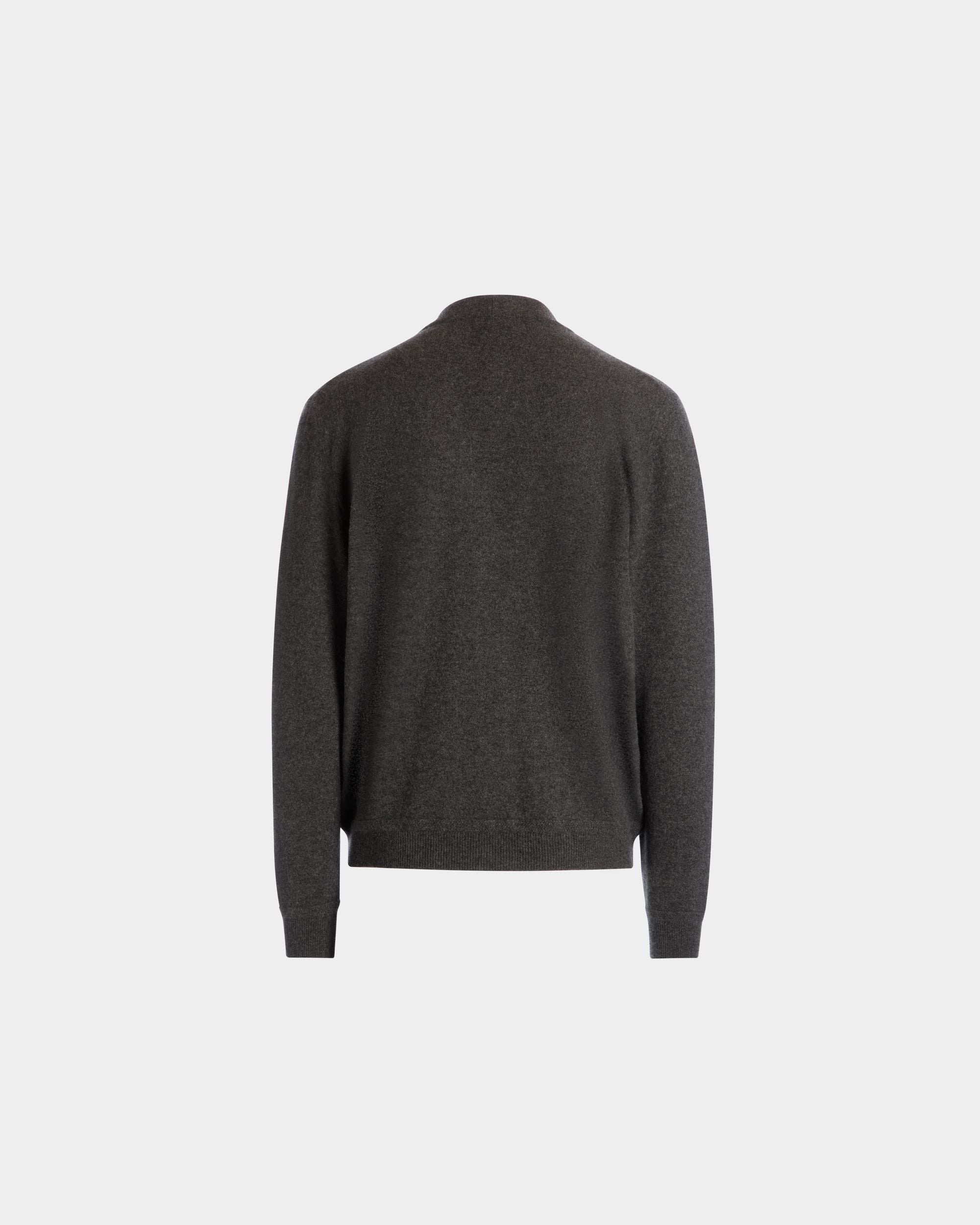 Cardigan With Bally Crest Logo in Dark Grey Cashmere - Men's - Bally - 07