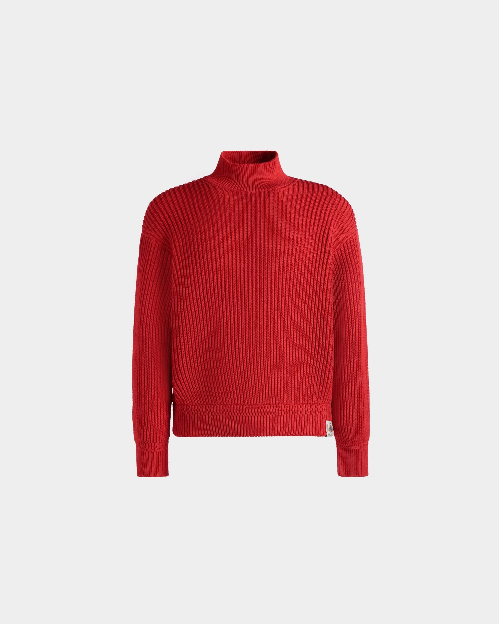 Roll Neck in Candy Red Cotton - Men's - Bally - 01