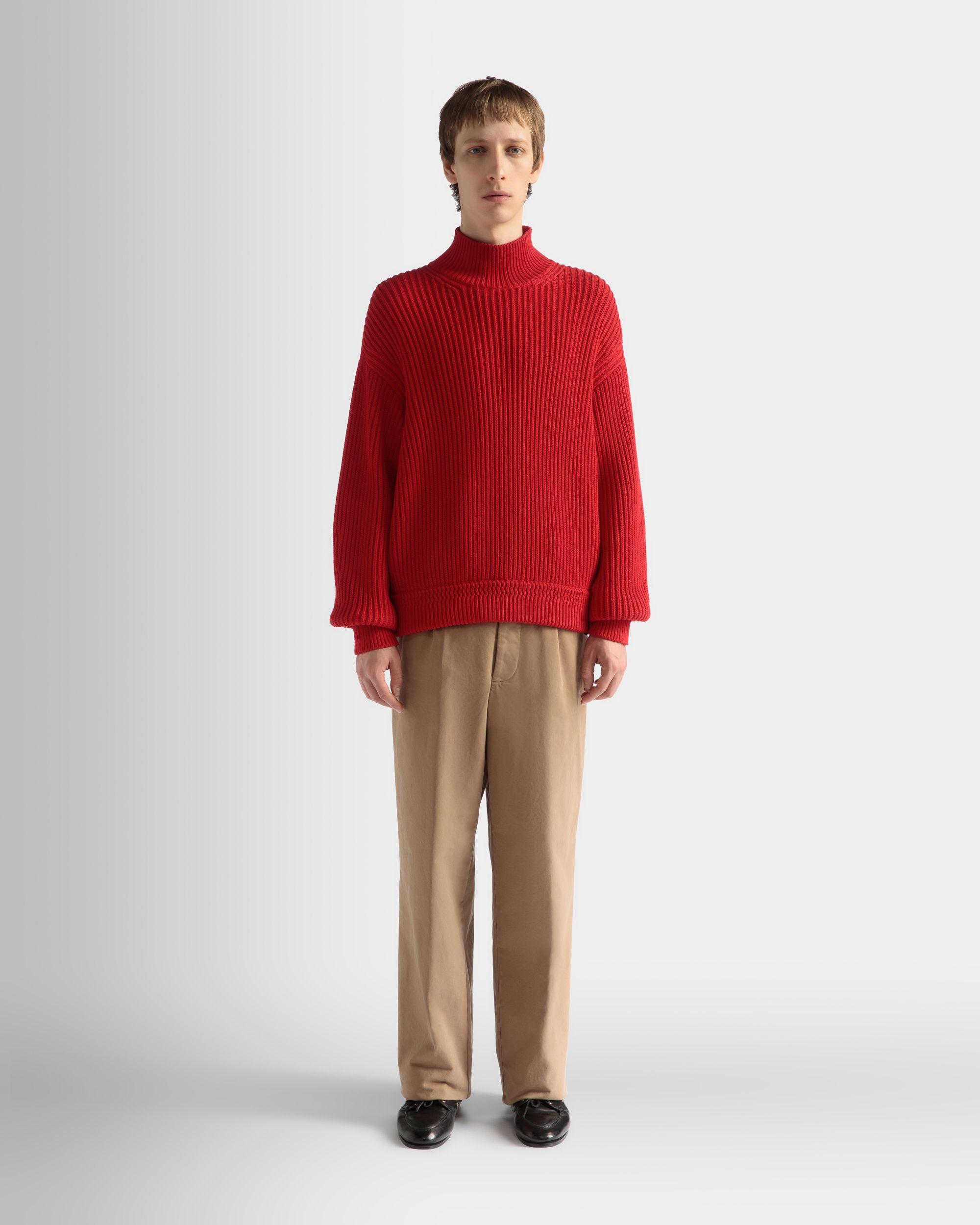 Roll Neck in Candy Red Cotton - Men's - Bally - 02
