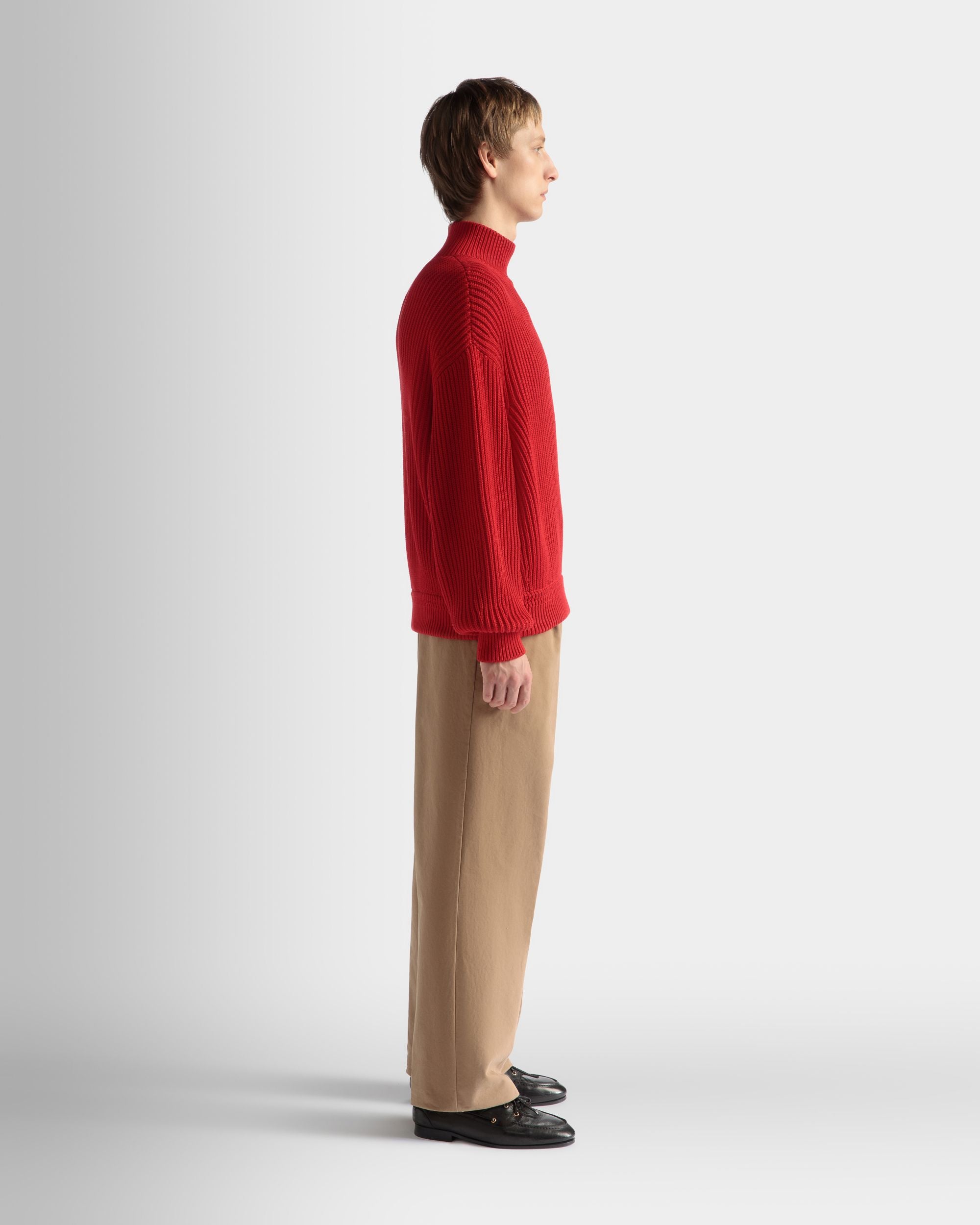 Roll Neck in Candy Red Cotton - Men's - Bally - 05