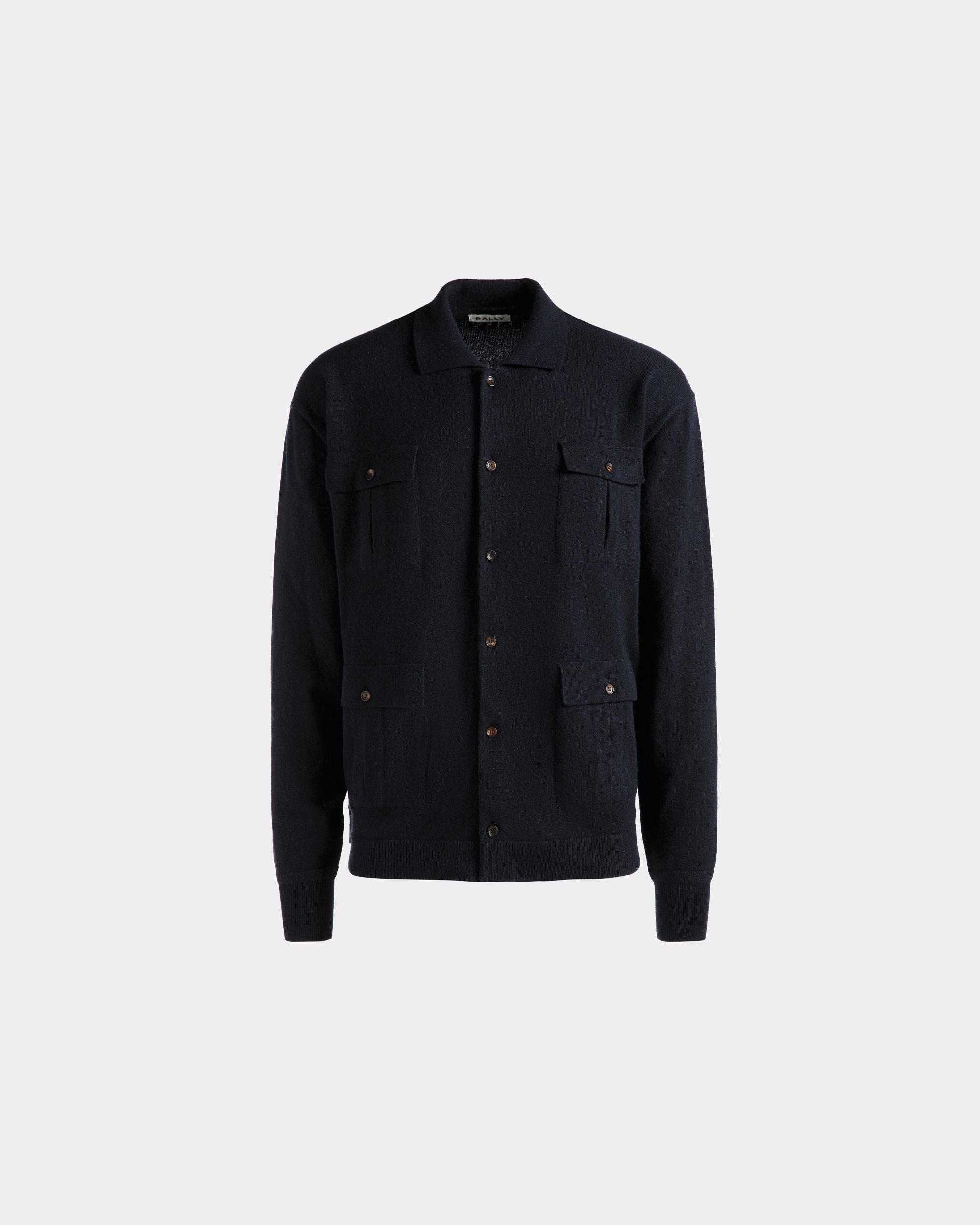 Long Sleeve Shirt With Logo In Navy Blue Cashmere - Men's - Bally - 01