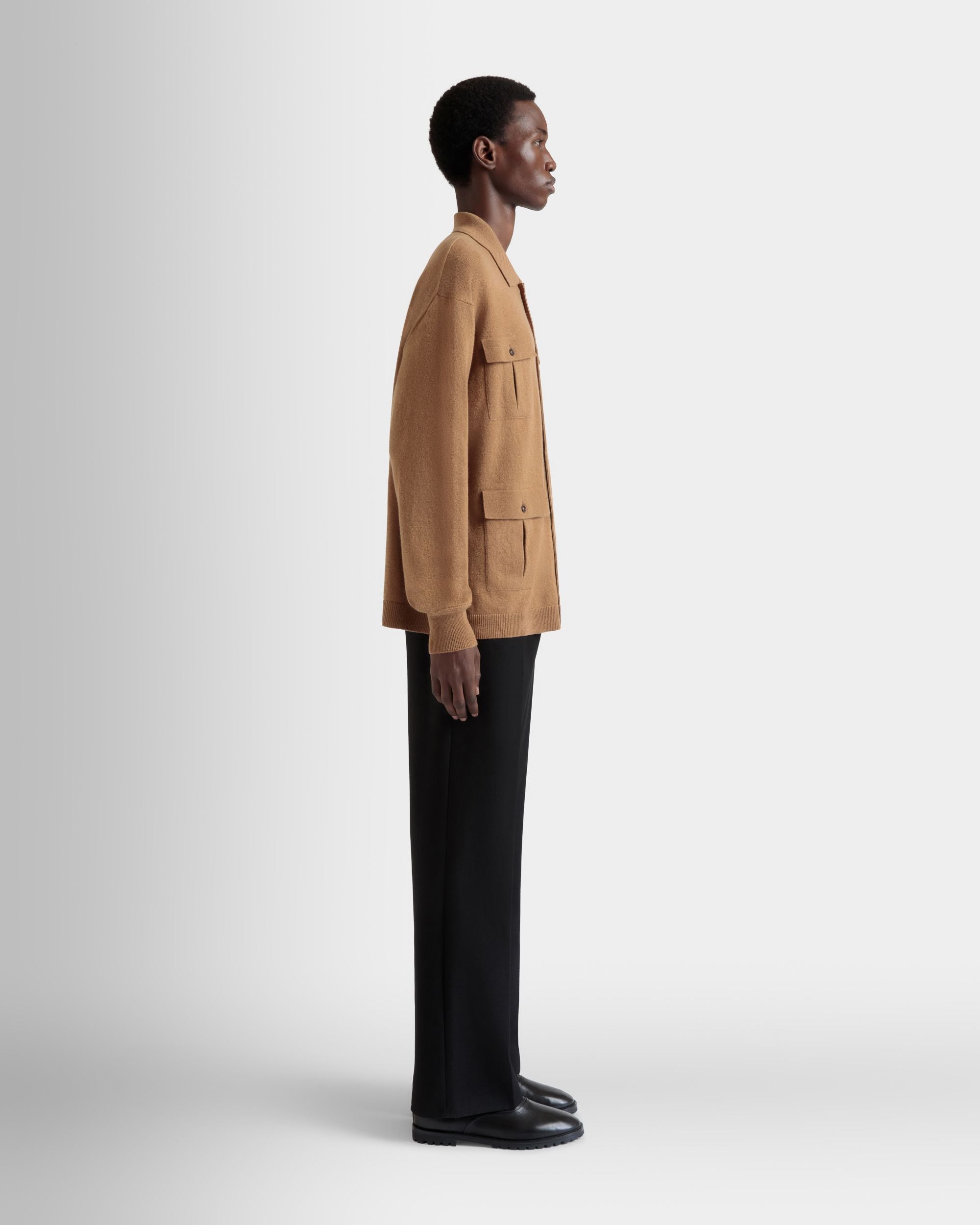 Long Sleeve Shirt With Logo in Brown Cashmere - Men's - Bally - 05