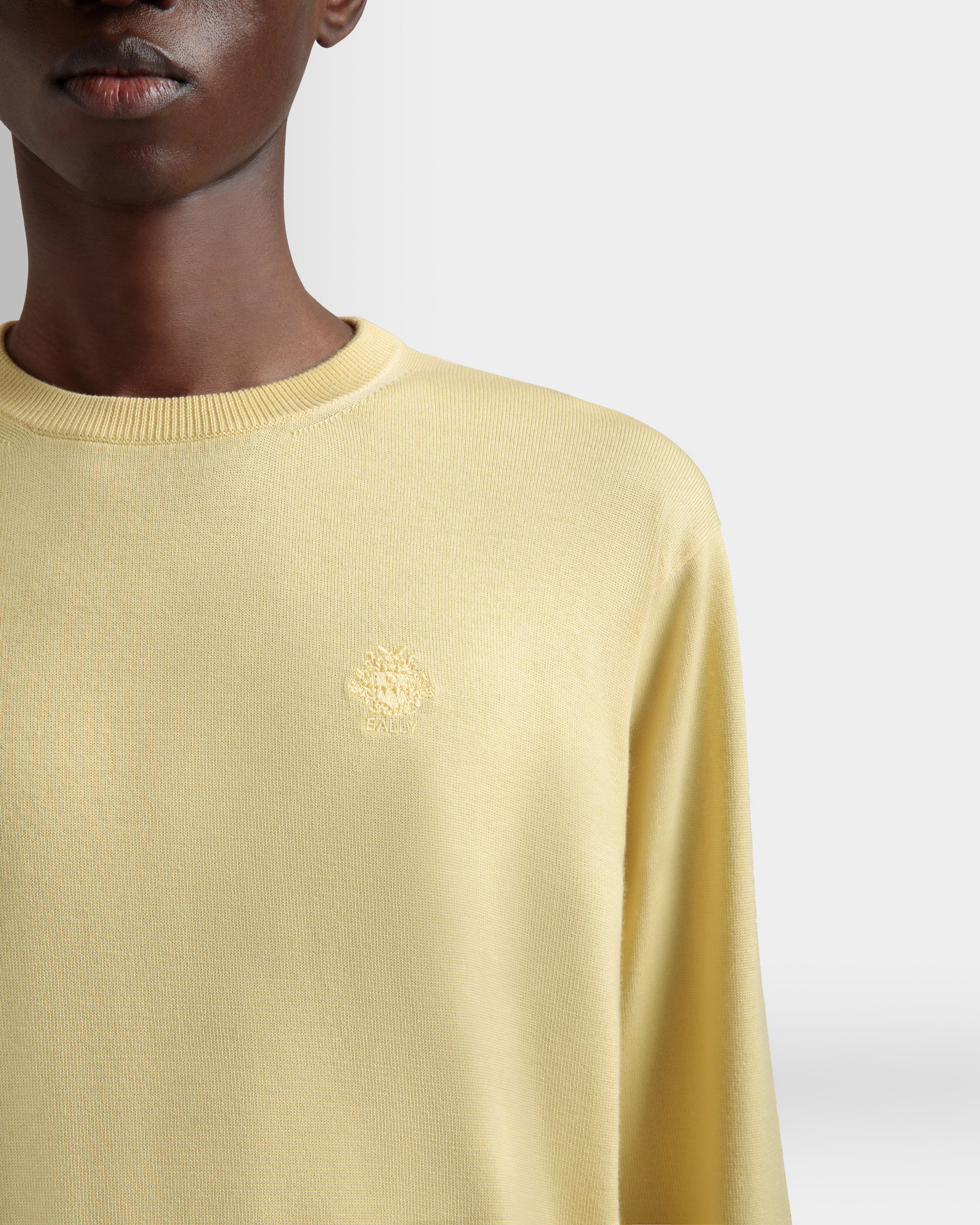 Crewneck Sweater in a Dusty Yellow Wool-Cashmere Blend - Men's - Bally - 04