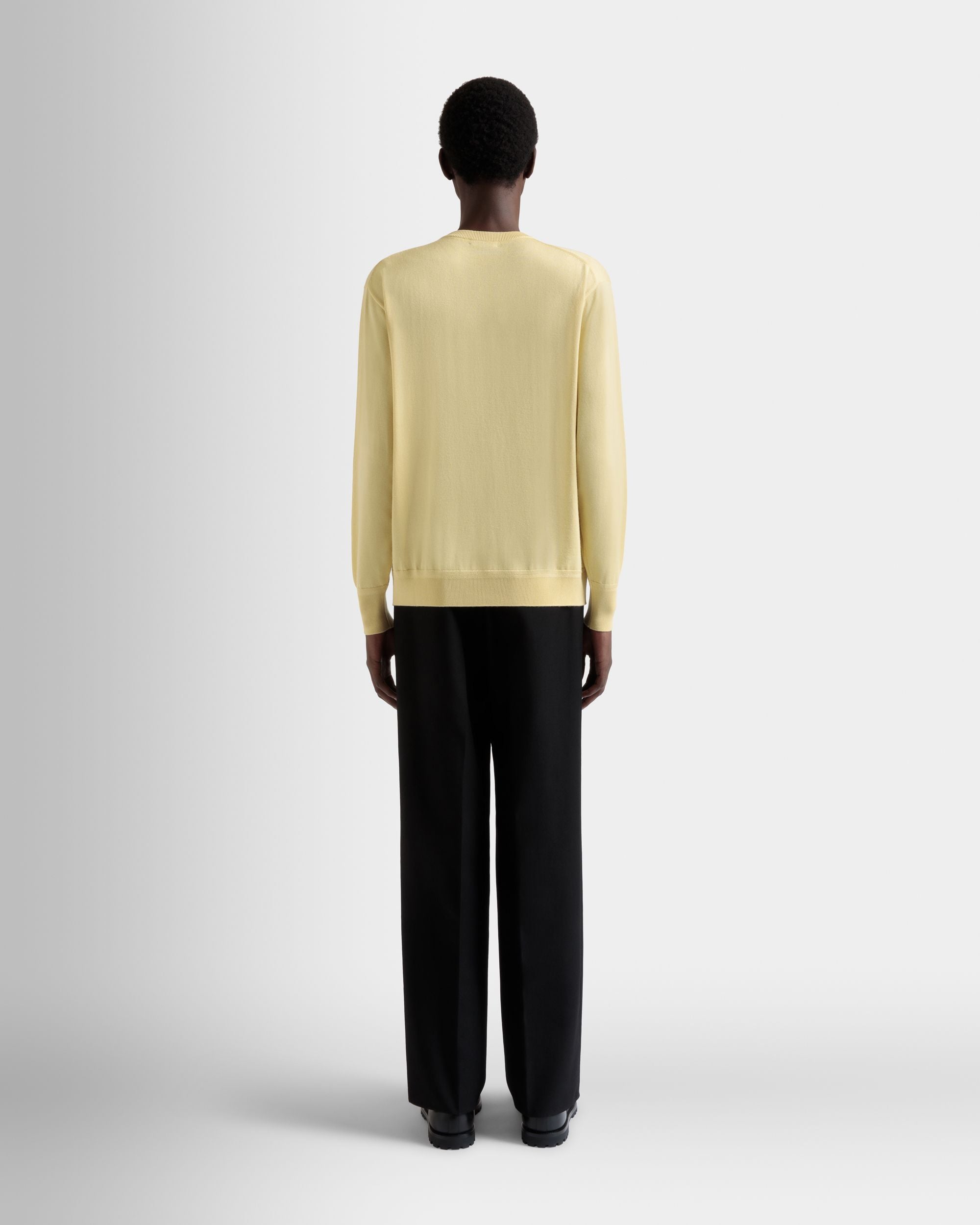 Crewneck Sweater in a Dusty Yellow Wool-Cashmere Blend - Men's - Bally - 06